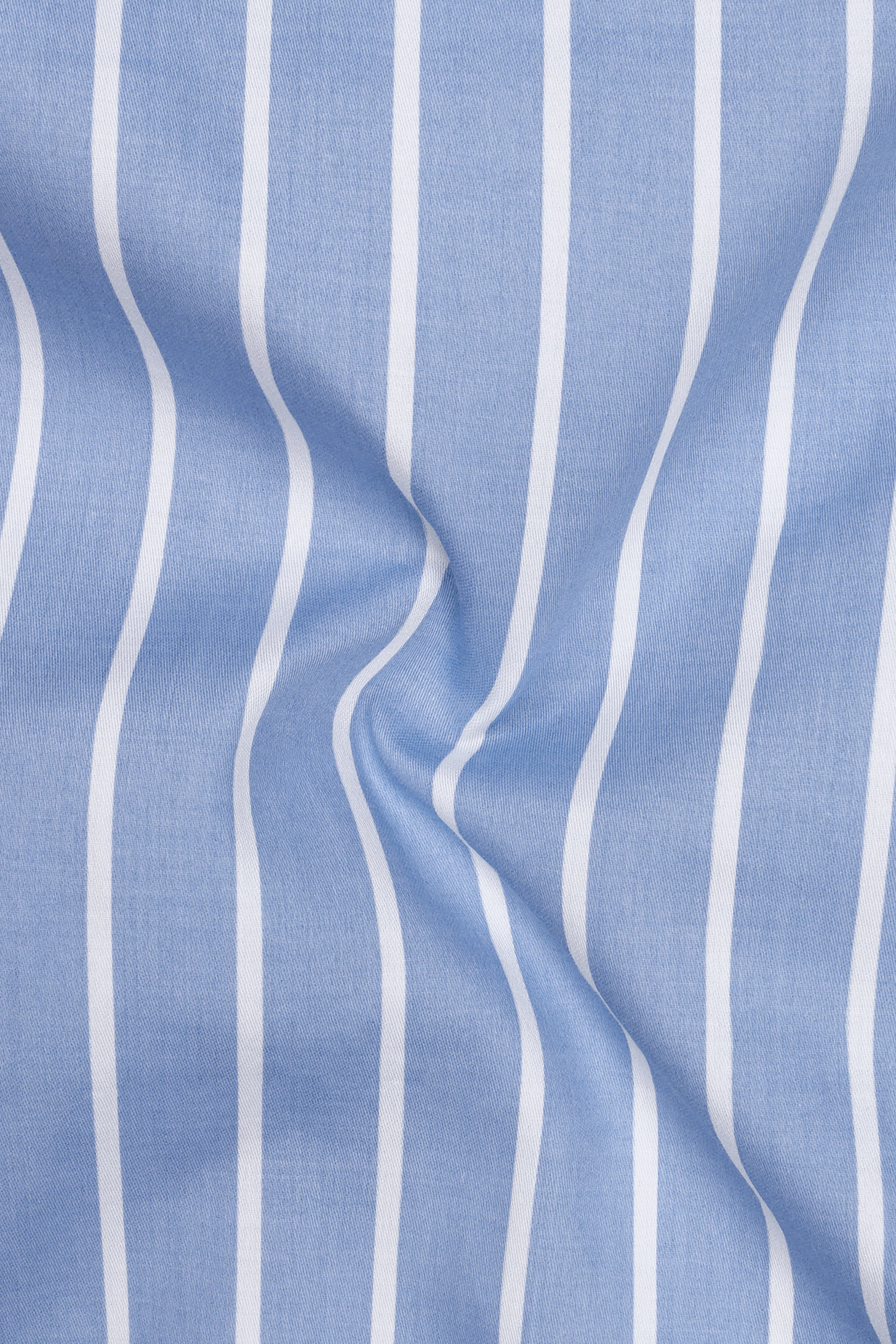 Celesto-Spindle Blue And Bright White Pin Striped Subtle Sheen Soft Premium Cotton Dress Shirt