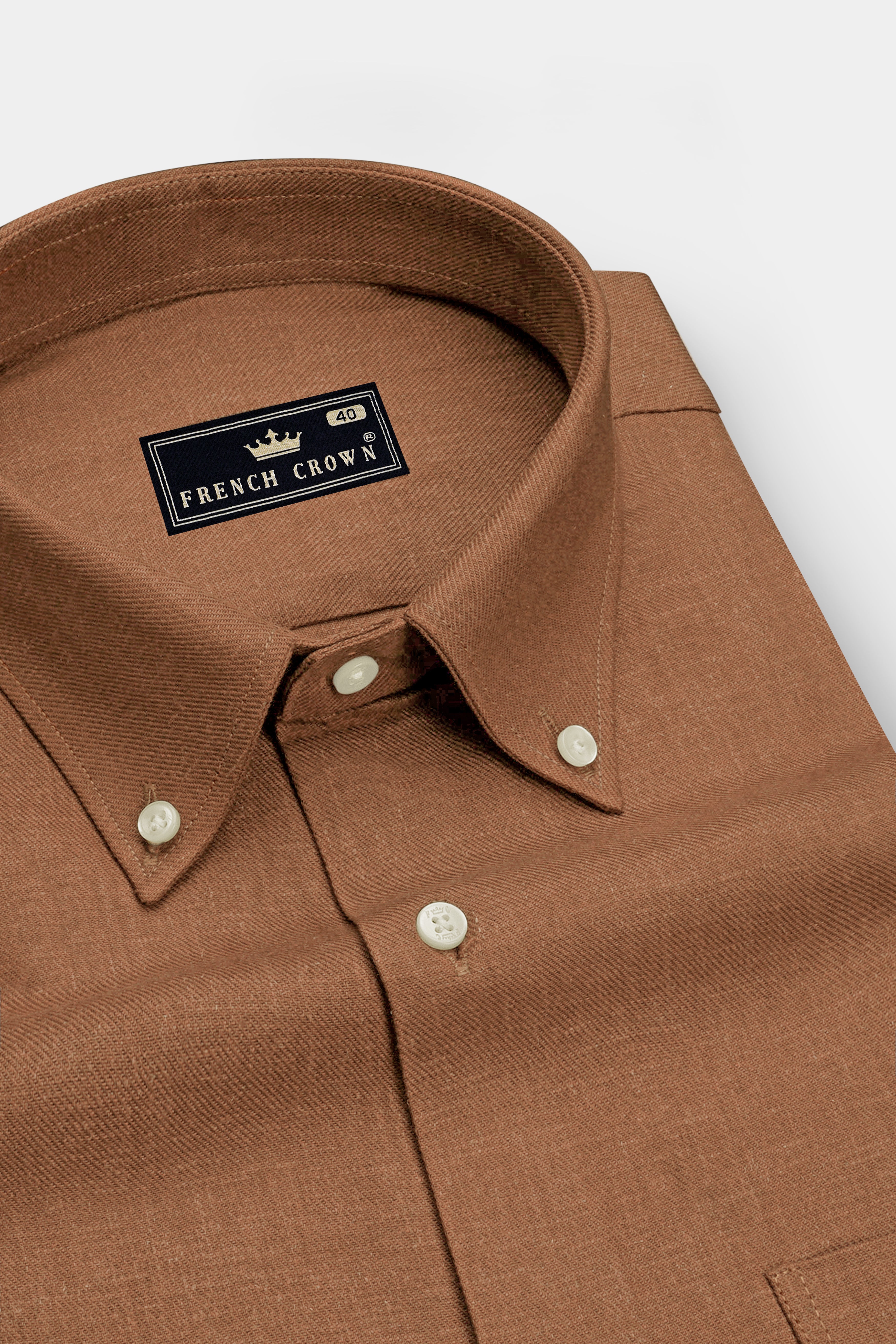Flux-Sepia Brown Solid Luxurious Linen Dress Shirt