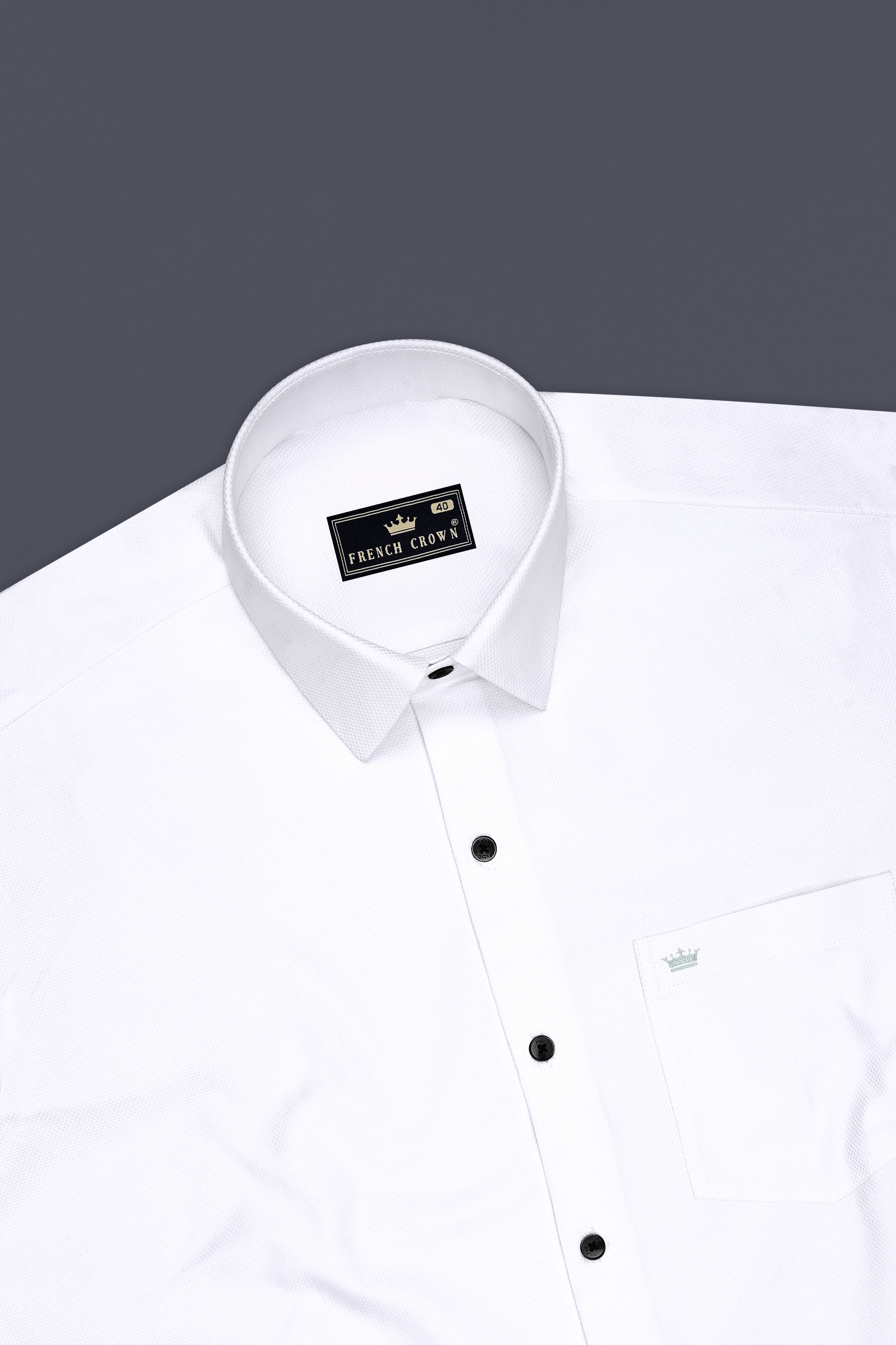 Eminence-Bright White Dobby Textured Premium Giza Cotton Dress Shirt