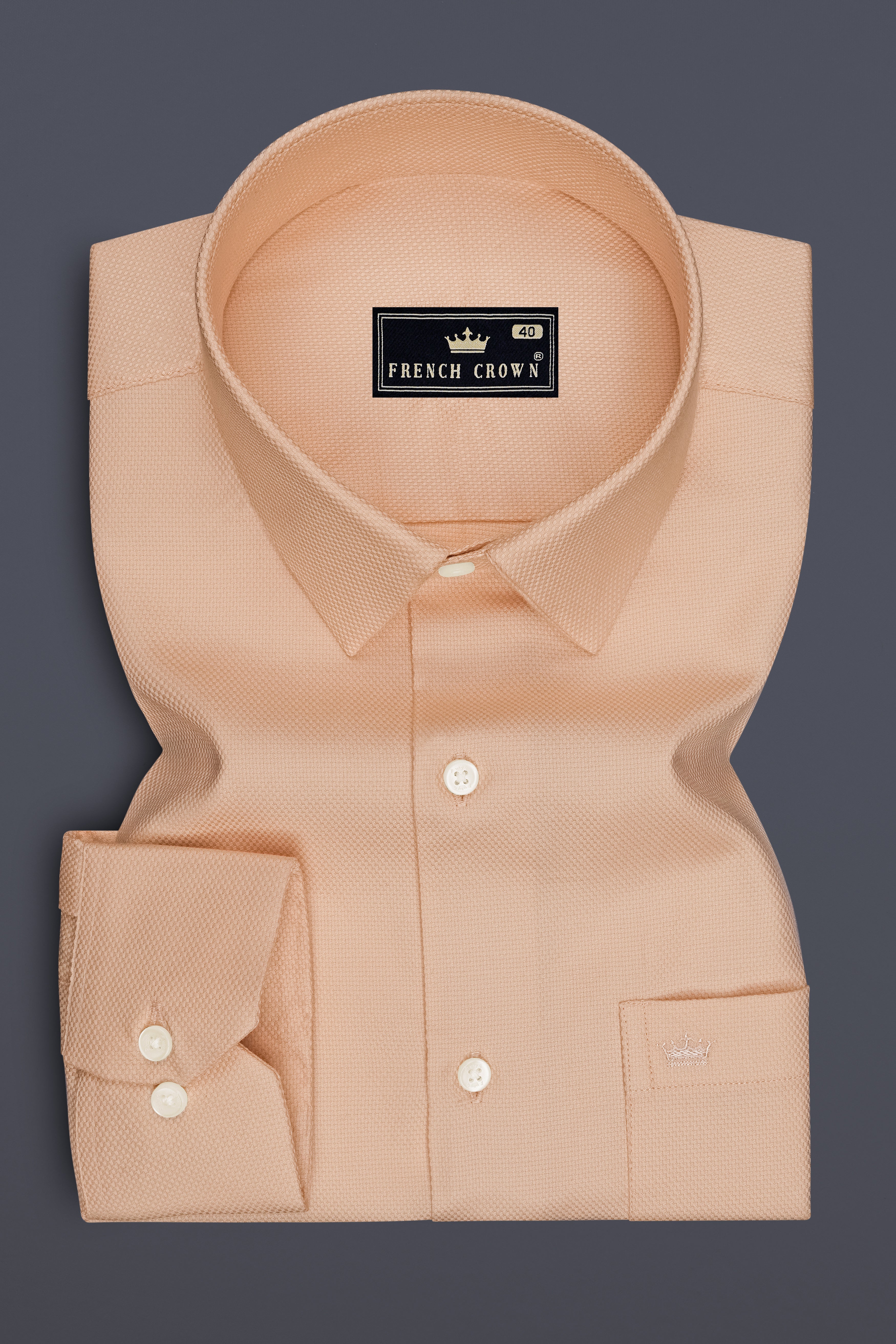 Veldt-Rodeo Dust Peach Dobby Textured Premium Giza Cotton Dress Shirt