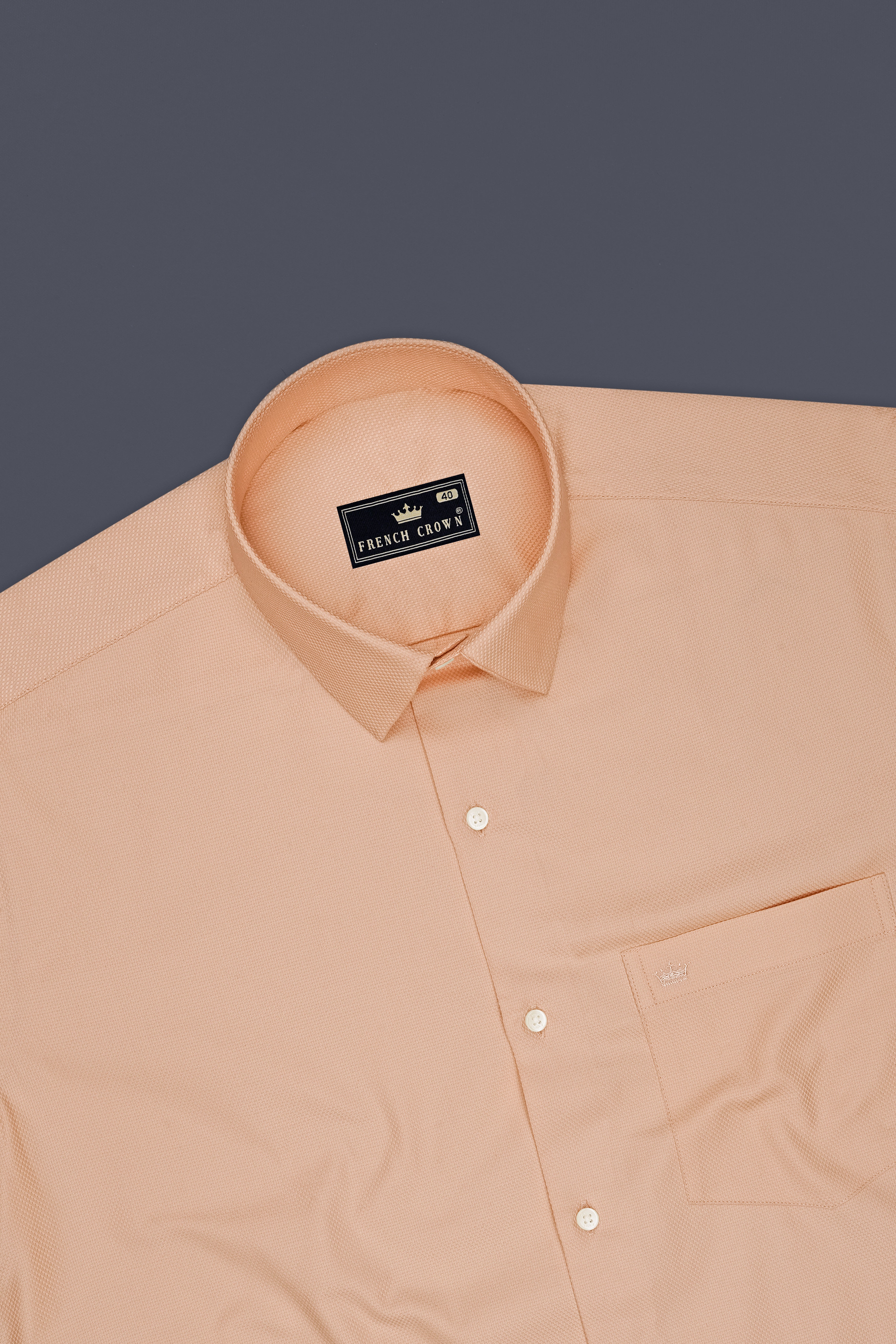 Veldt-Rodeo Dust Peach Dobby Textured Premium Giza Cotton Dress Shirt