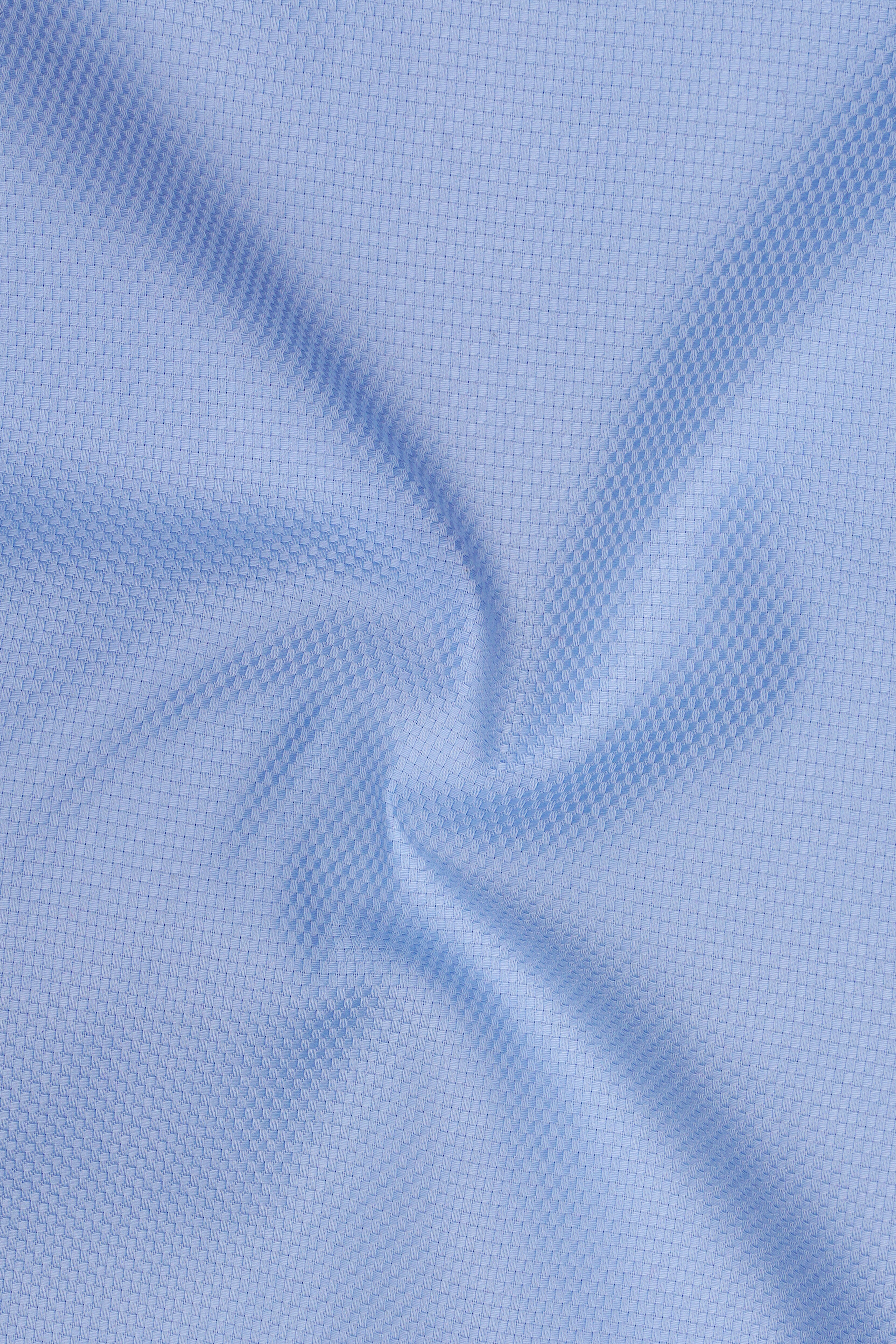 Sereno-Carolina Blue Dobby Textured Premium Giza Cotton Dress Shirt