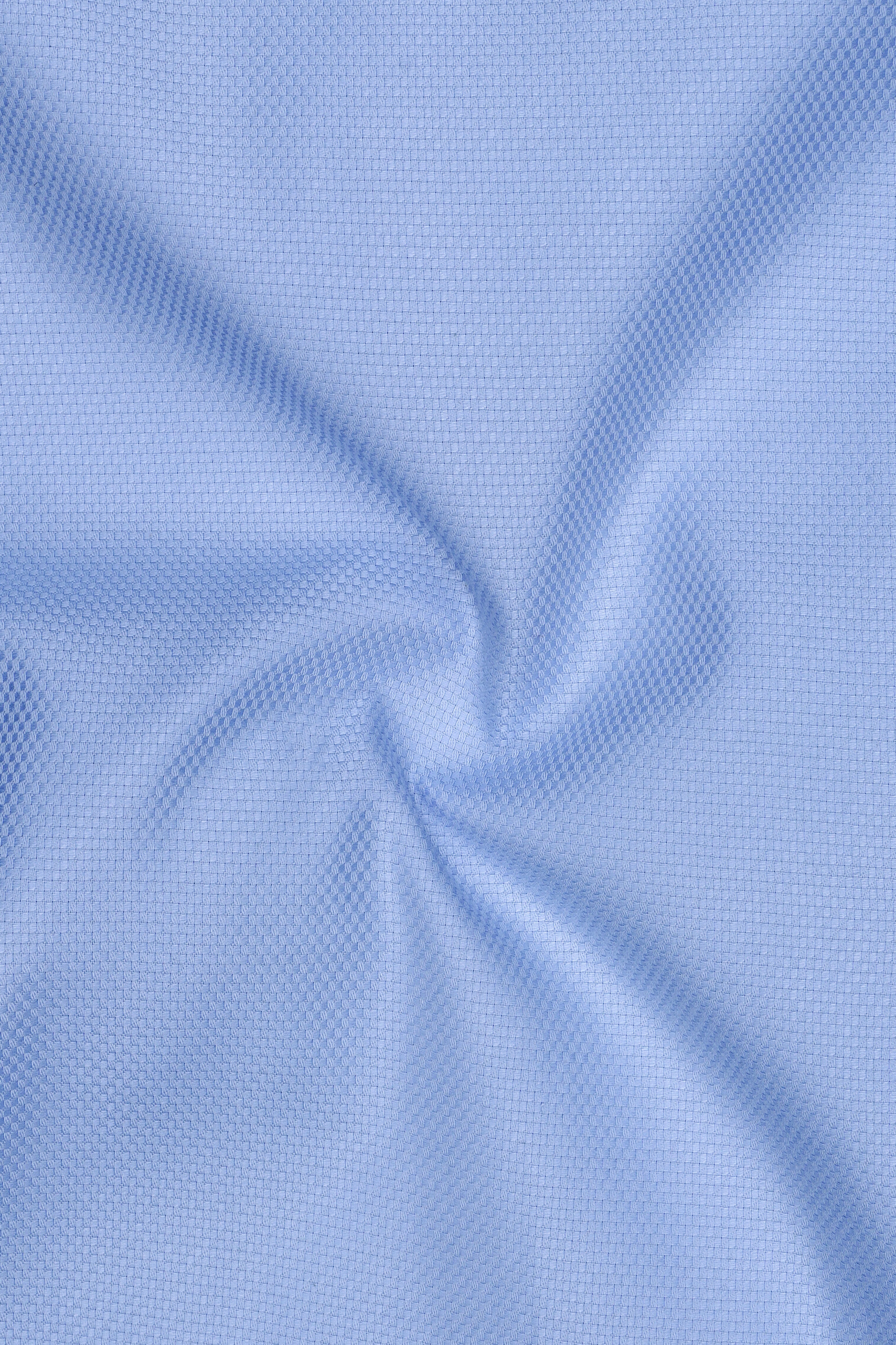 Sereno-Carolina Blue Dobby Textured Premium Giza Cotton White Cuff Collar Dress Shirt