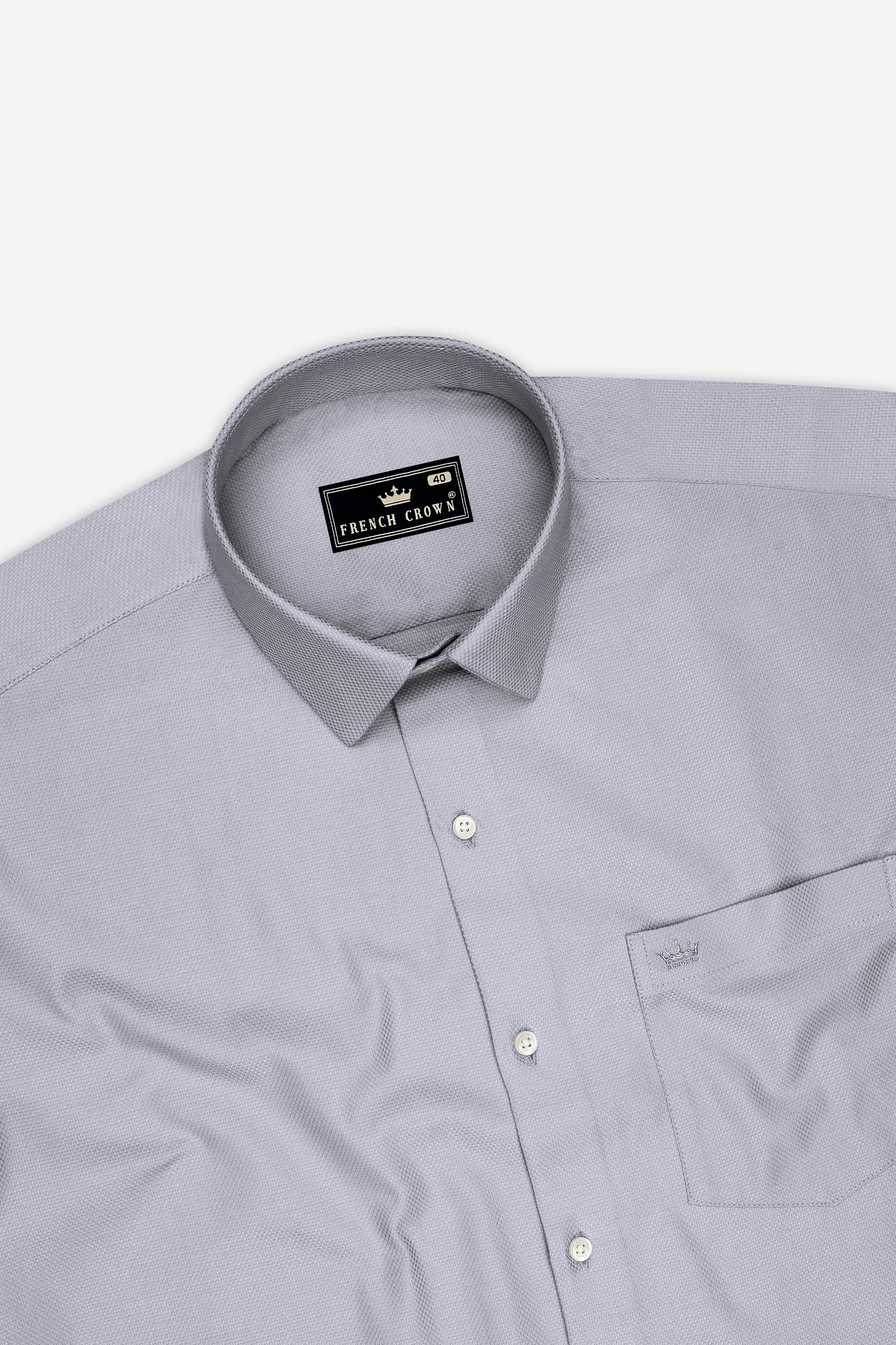 Silva-Wisteria Gray Dobby Textured Premium Giza Cotton Dress Shirt