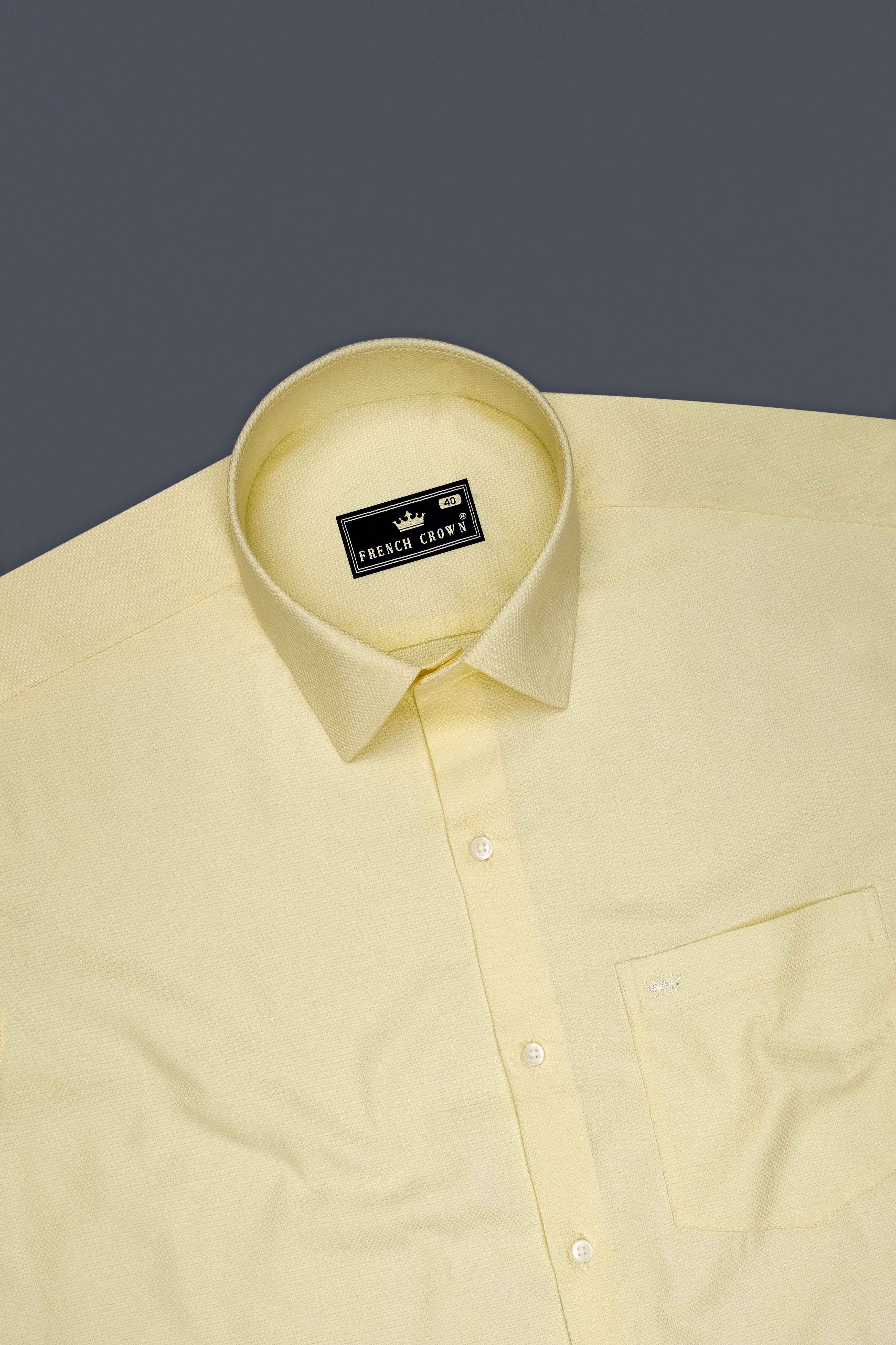 Saffron-Pavlova Yellow Dobby Textured Premium Giza Cotton Dress Shirt