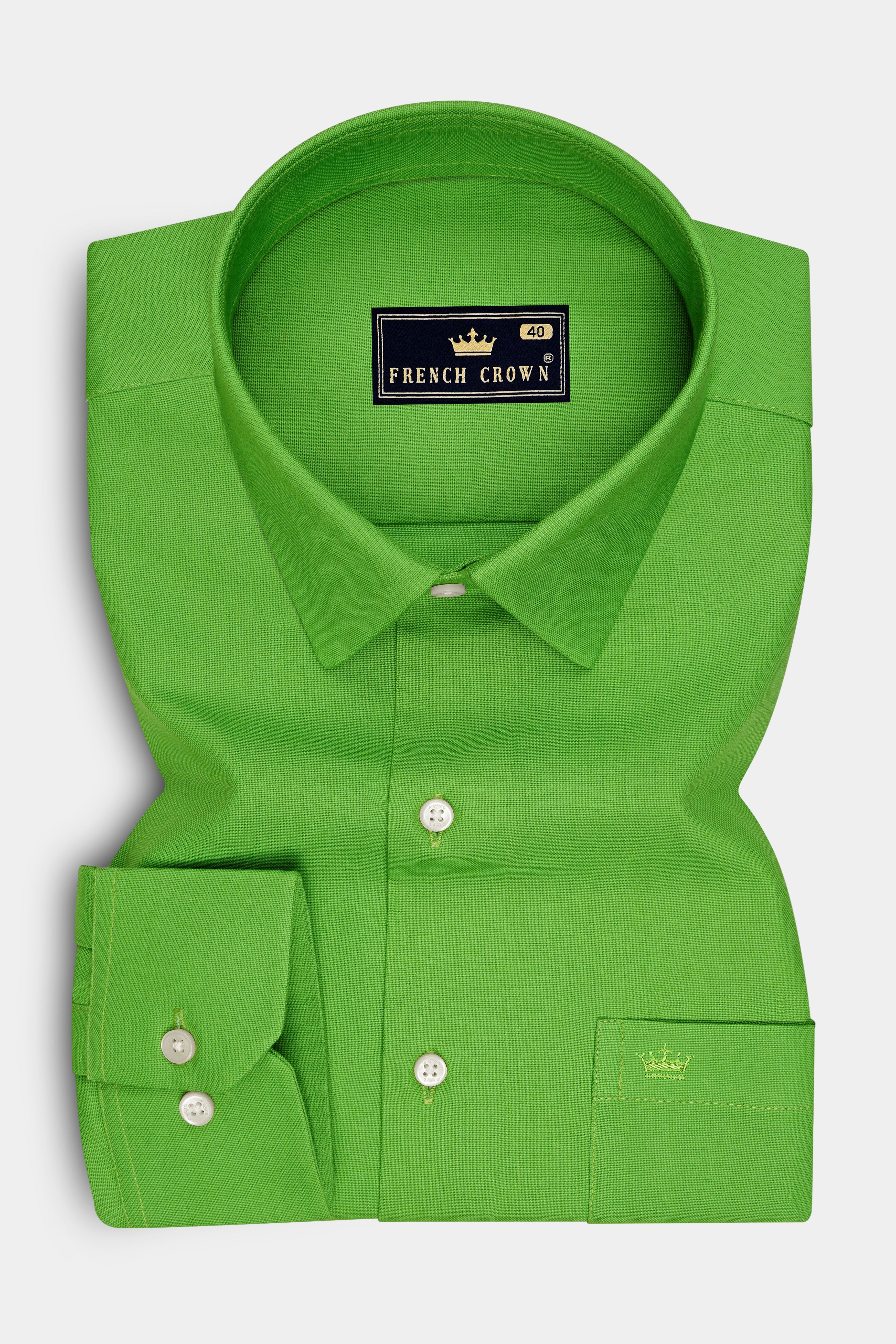 Virent-Mantis Green Oxford Premium Cotton Dress Shirt