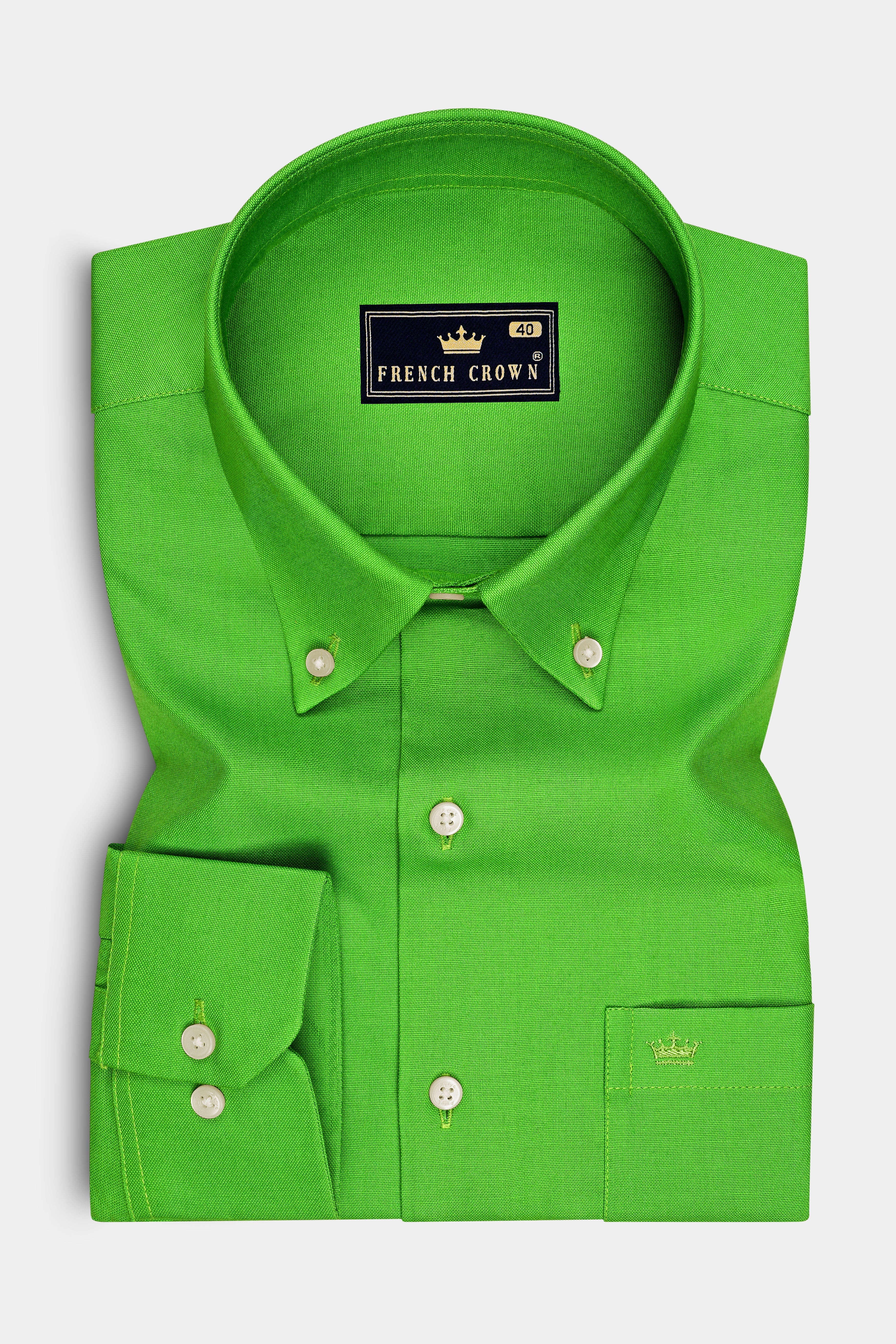 Virent-Mantis Green Oxford Premium Cotton Dress Button Down Shirt
