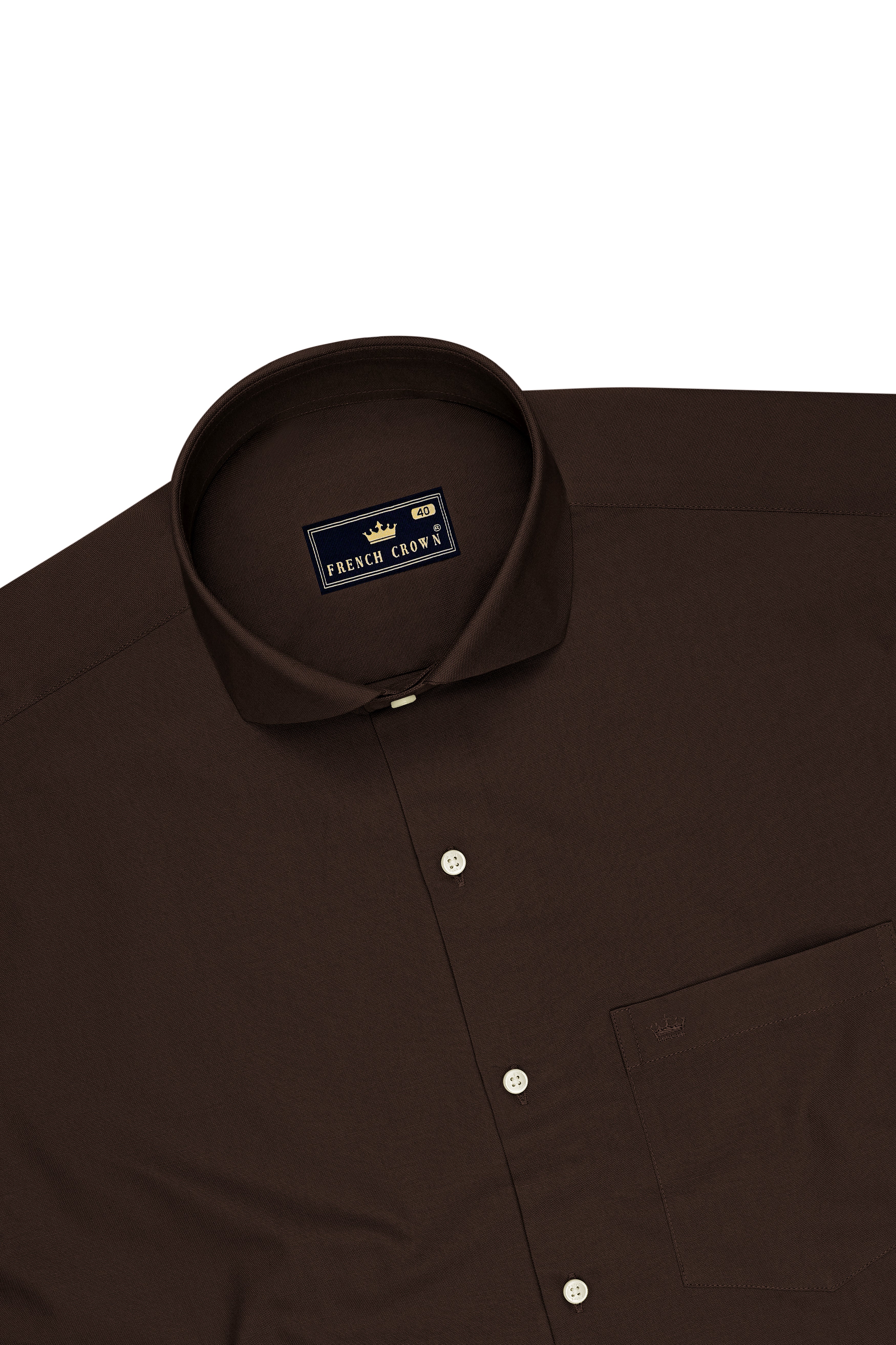 Russet-Iroko Brown Oxford Premium Cotton Dress Cut Away Shirt