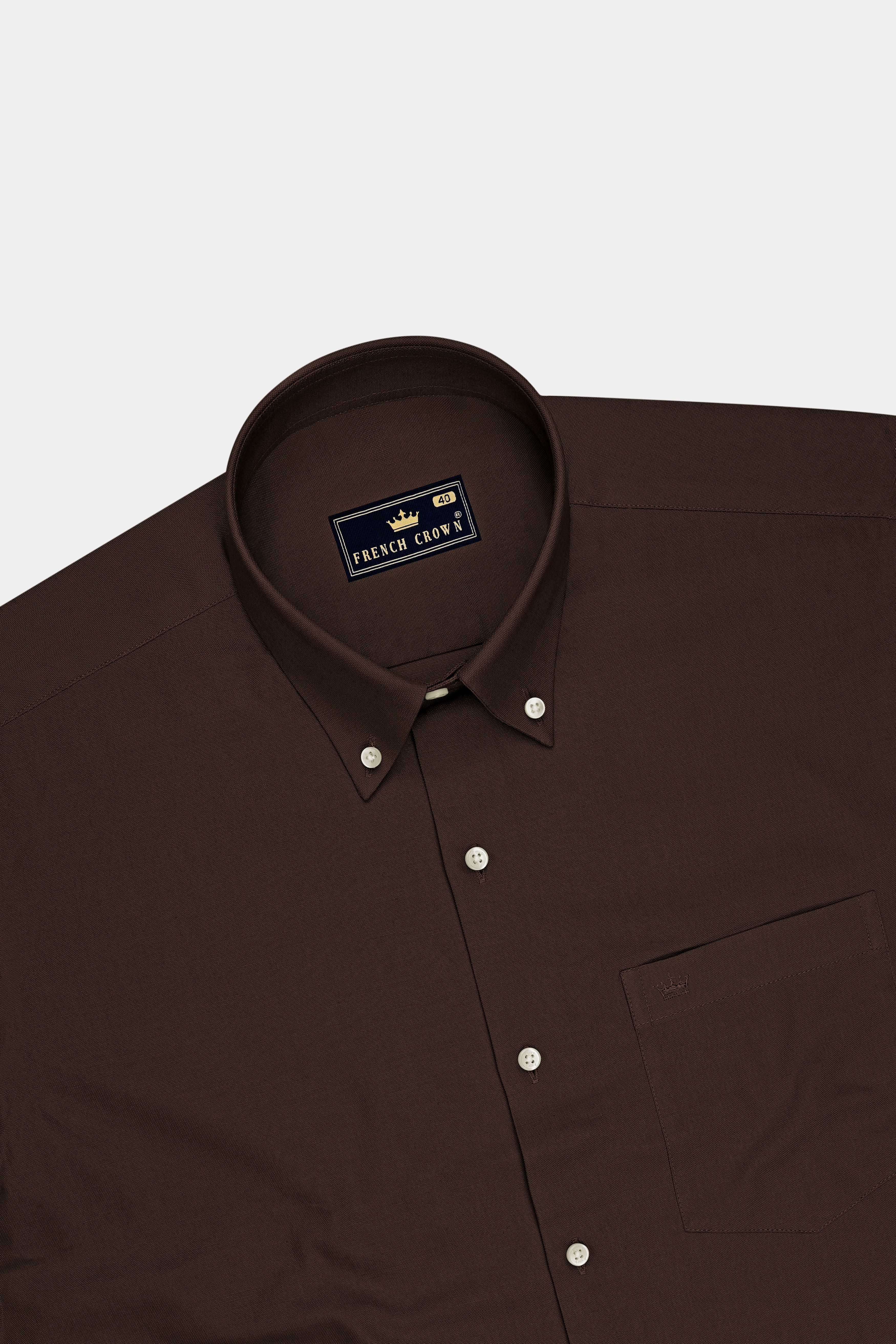 Russet-Iroko Brown Oxford Premium Cotton Dress Button Down Shirt