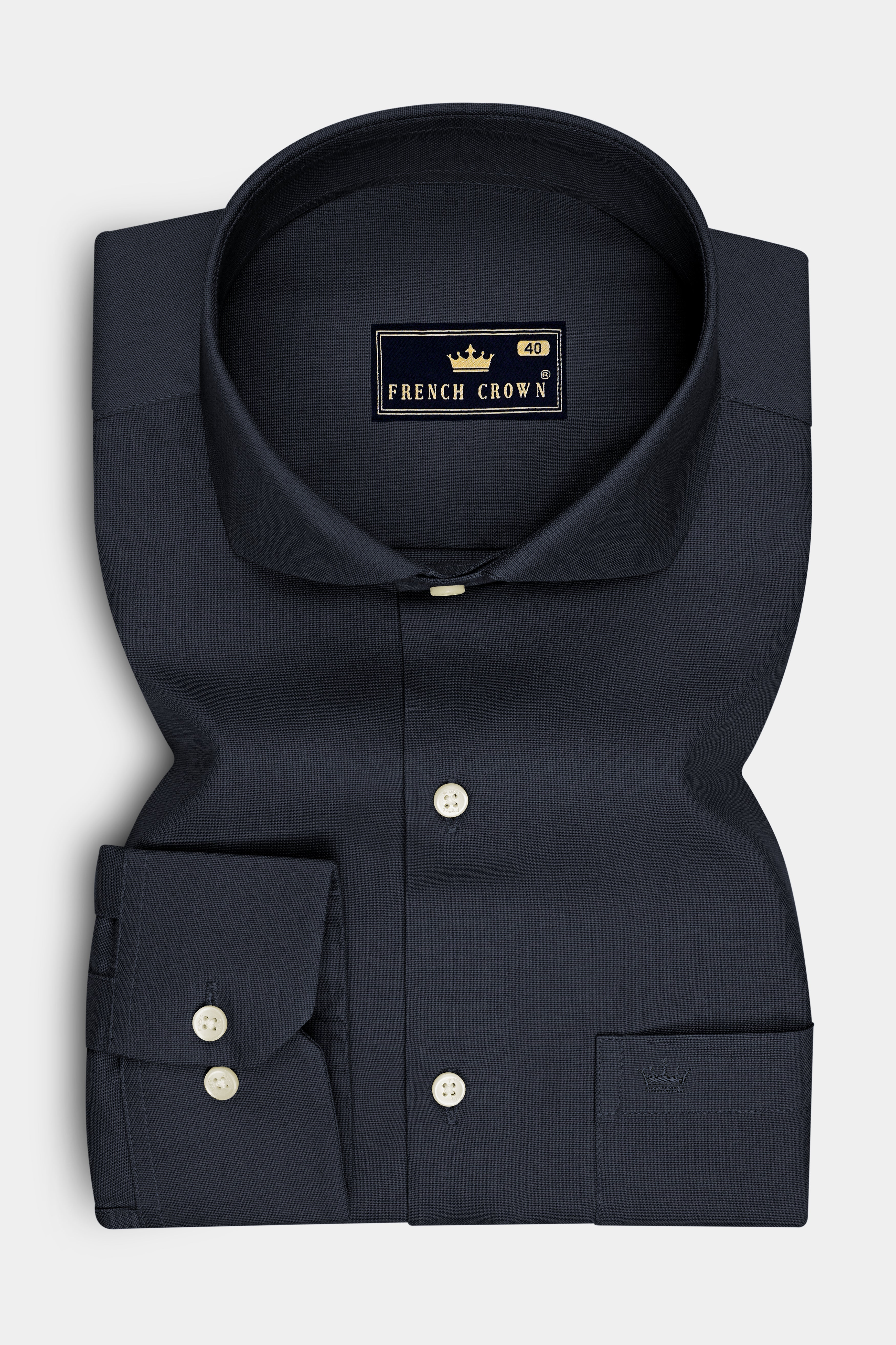 Slateon-Charcoal Grey Oxford Premium Cotton Dress Cut Away Shirt