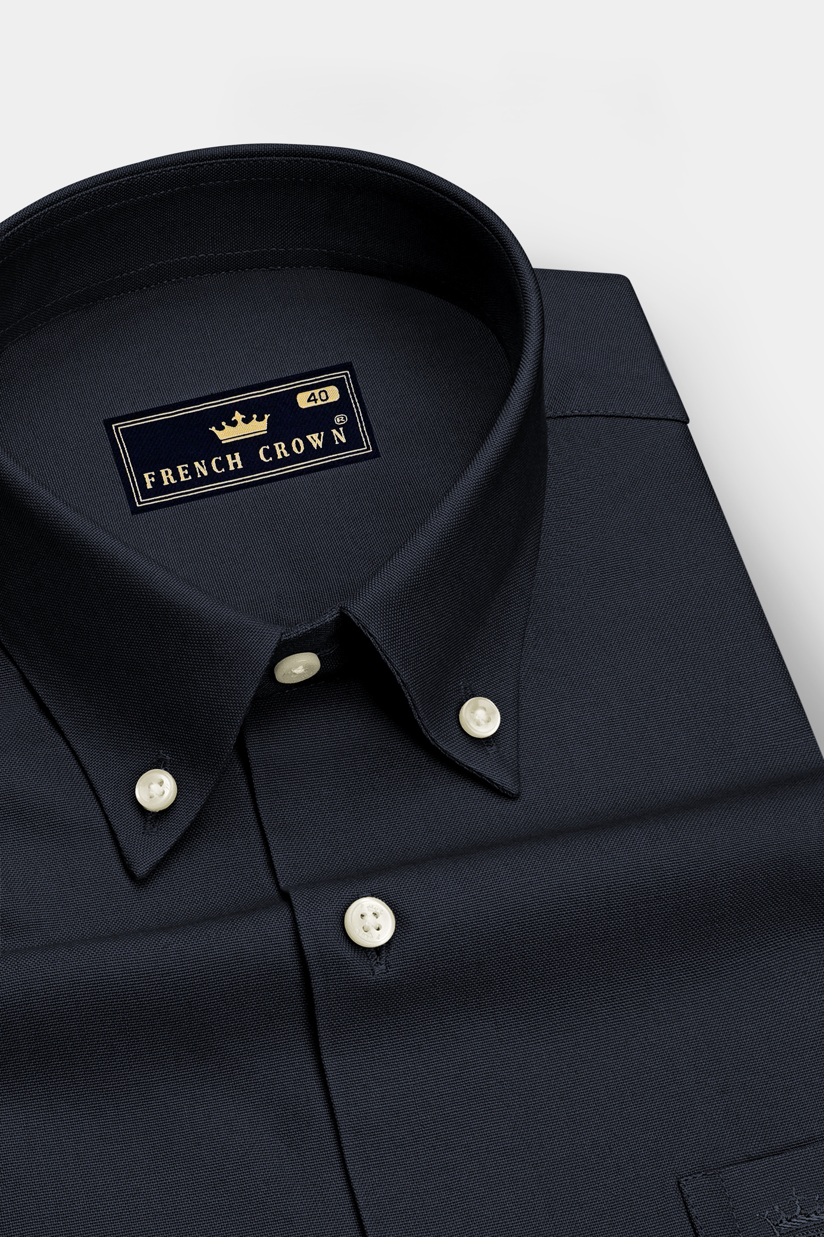 Slateon-Charcoal Grey Oxford Premium Cotton Dress Button Down Shirt