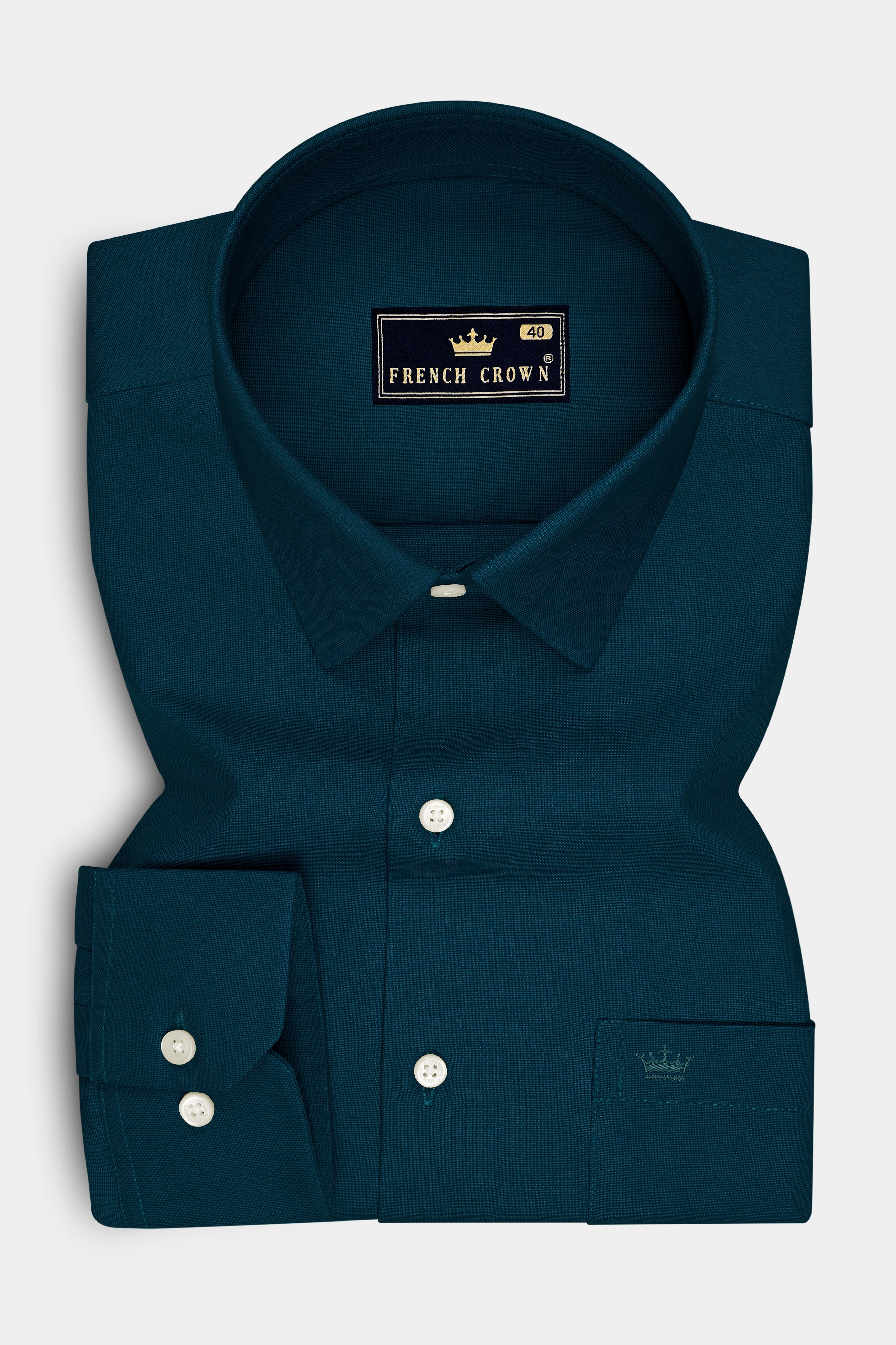 Virenzo-Teal Green Oxford Premium Cotton Dress Shirt