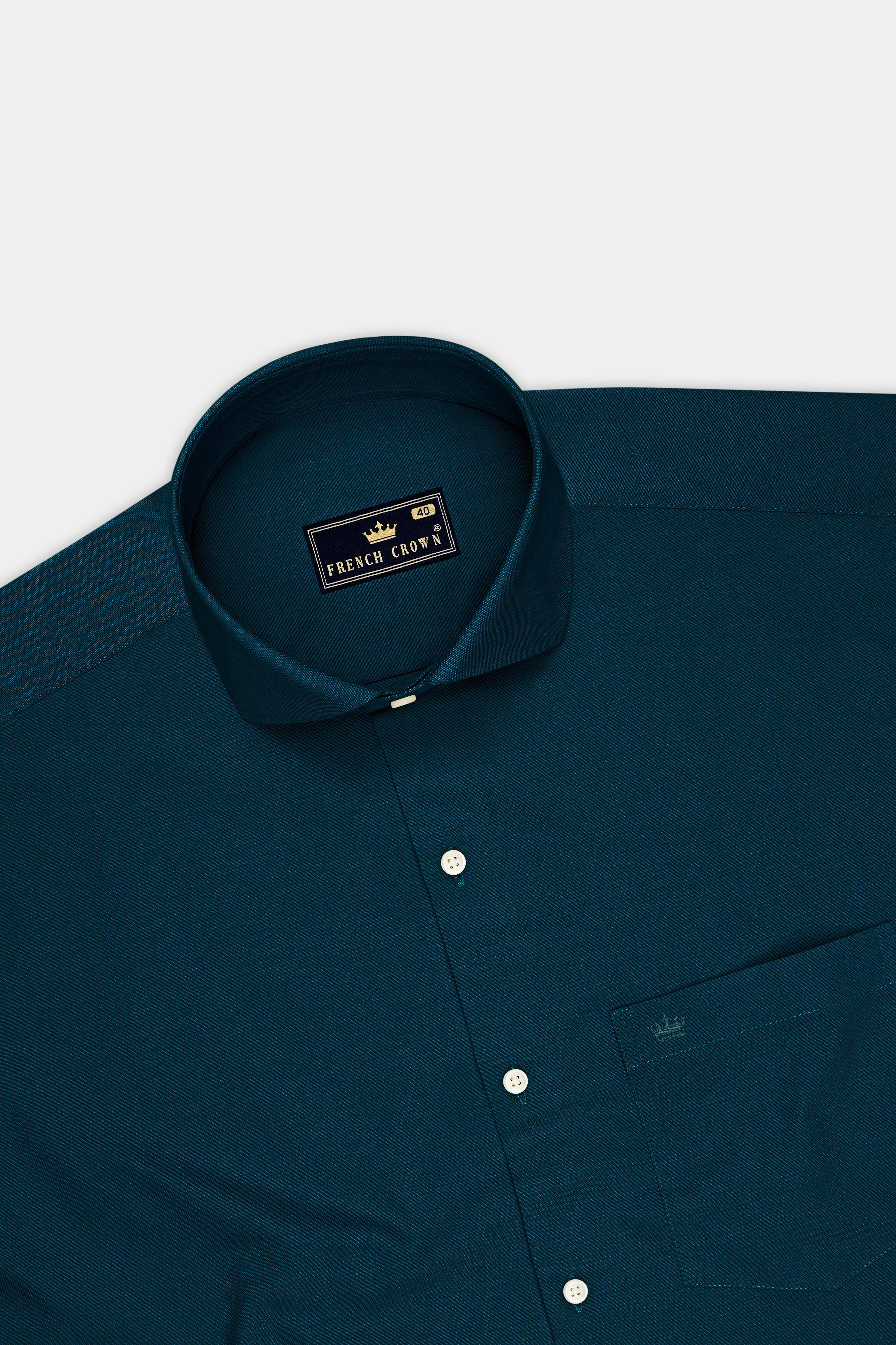 Virenzo-Teal Green Oxford Premium Cotton Dress Cut Away Shirt