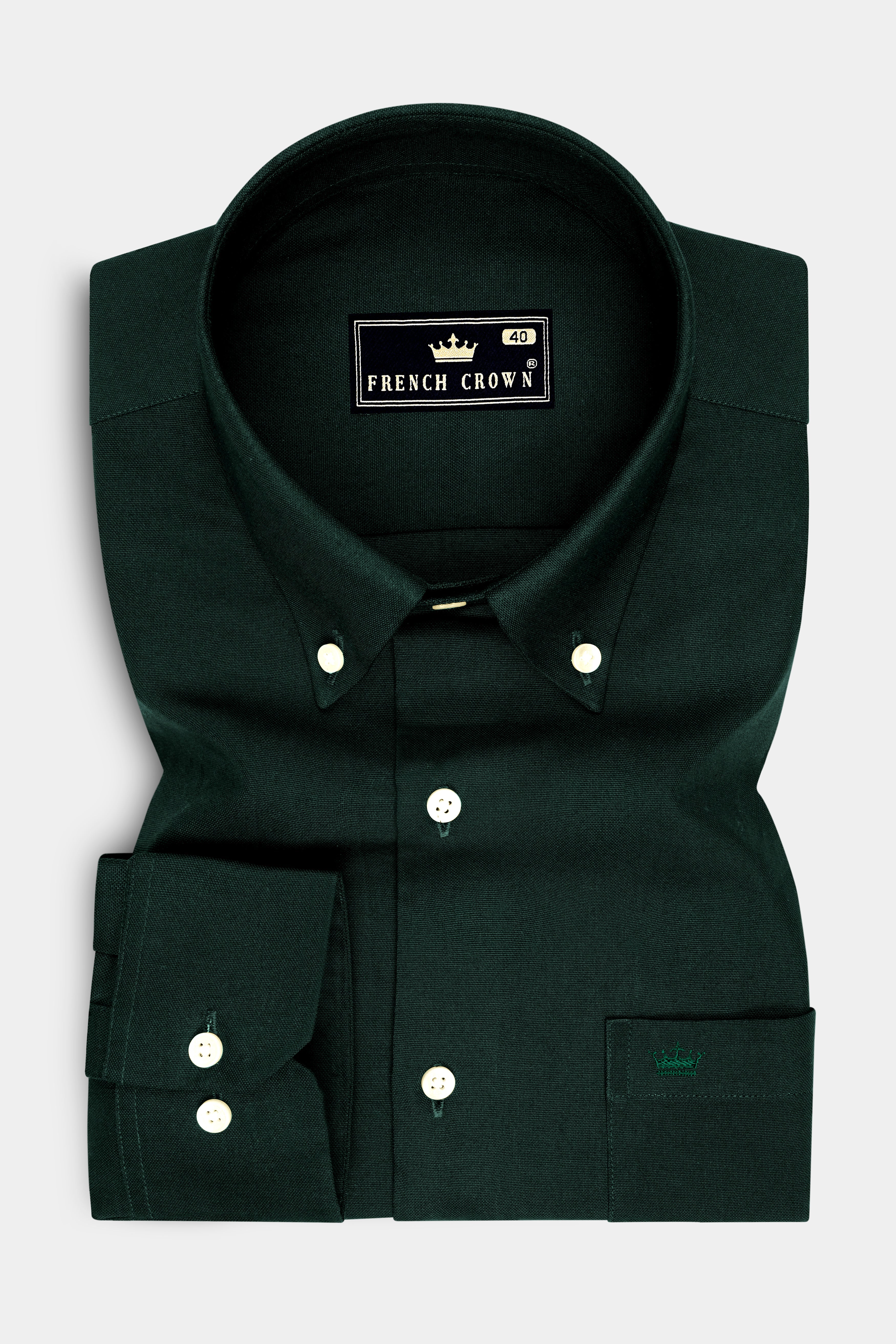 Mossen-Bush Green Oxford Premium Cotton Dress Button Down Shirt