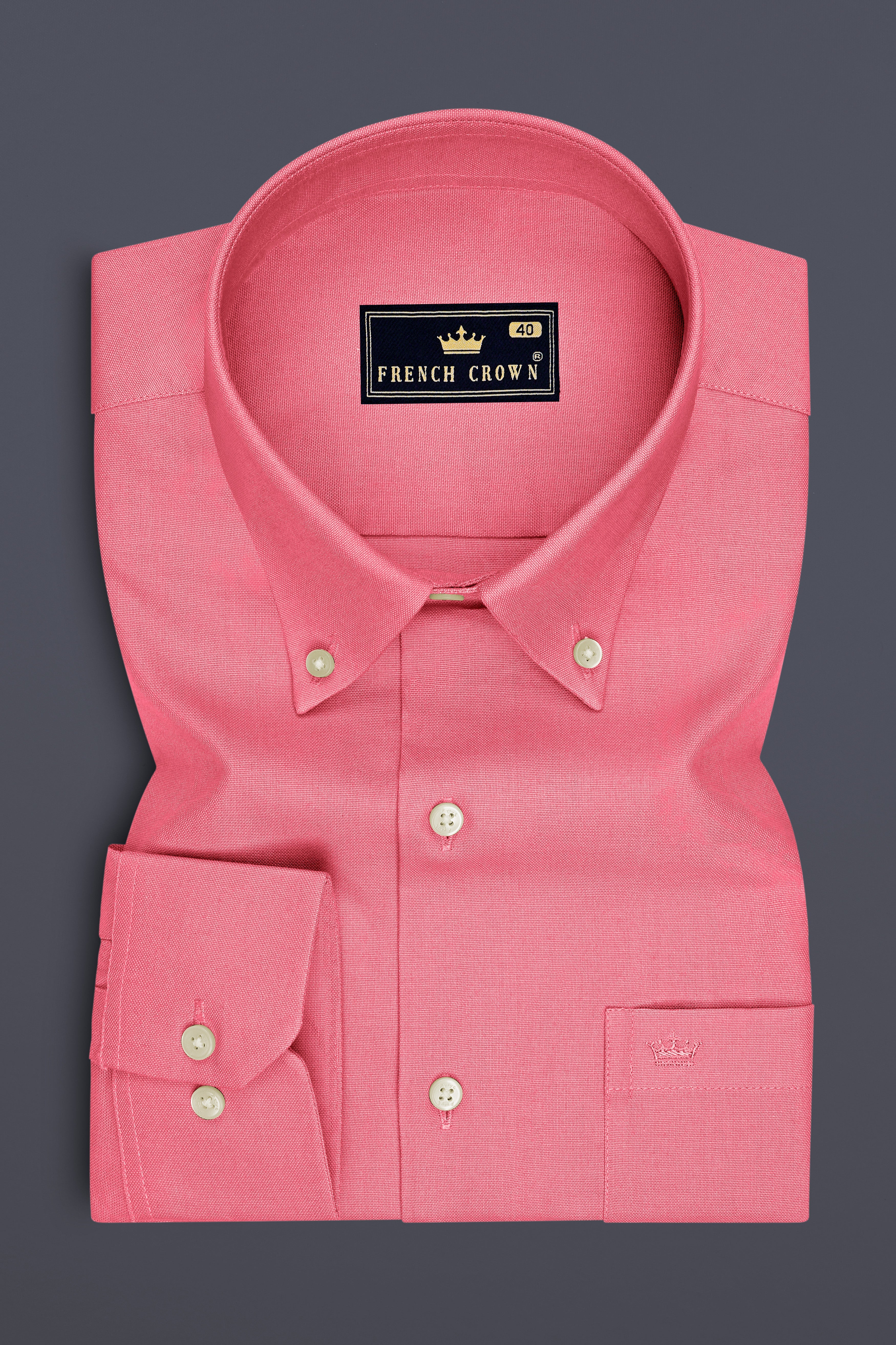 Pechelle-Geraldine Peach Oxford Premium Cotton Dress Button Down Shirt