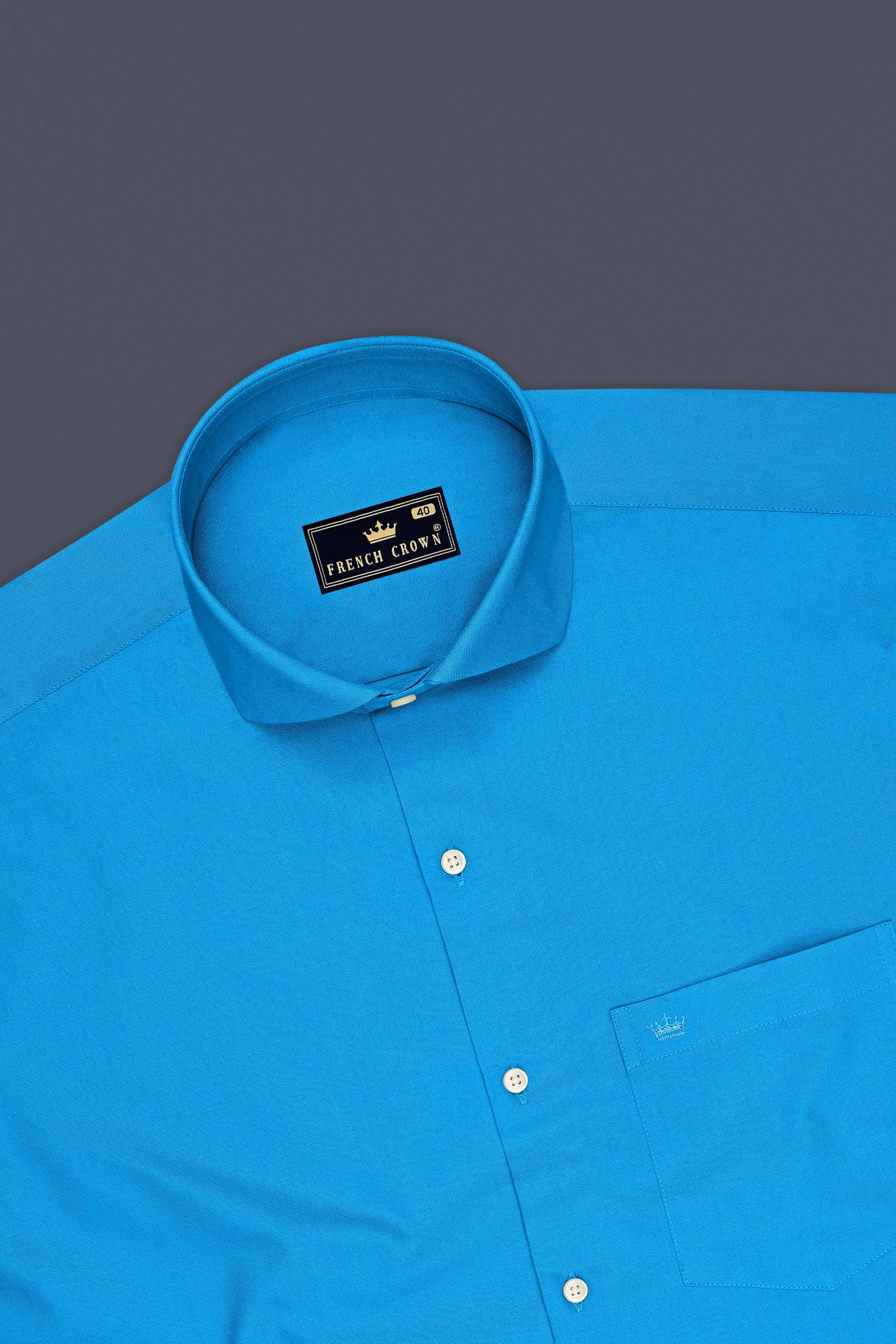 Maris-Azure Blue Oxford Premium Cotton Dress Cut Away Shirt
