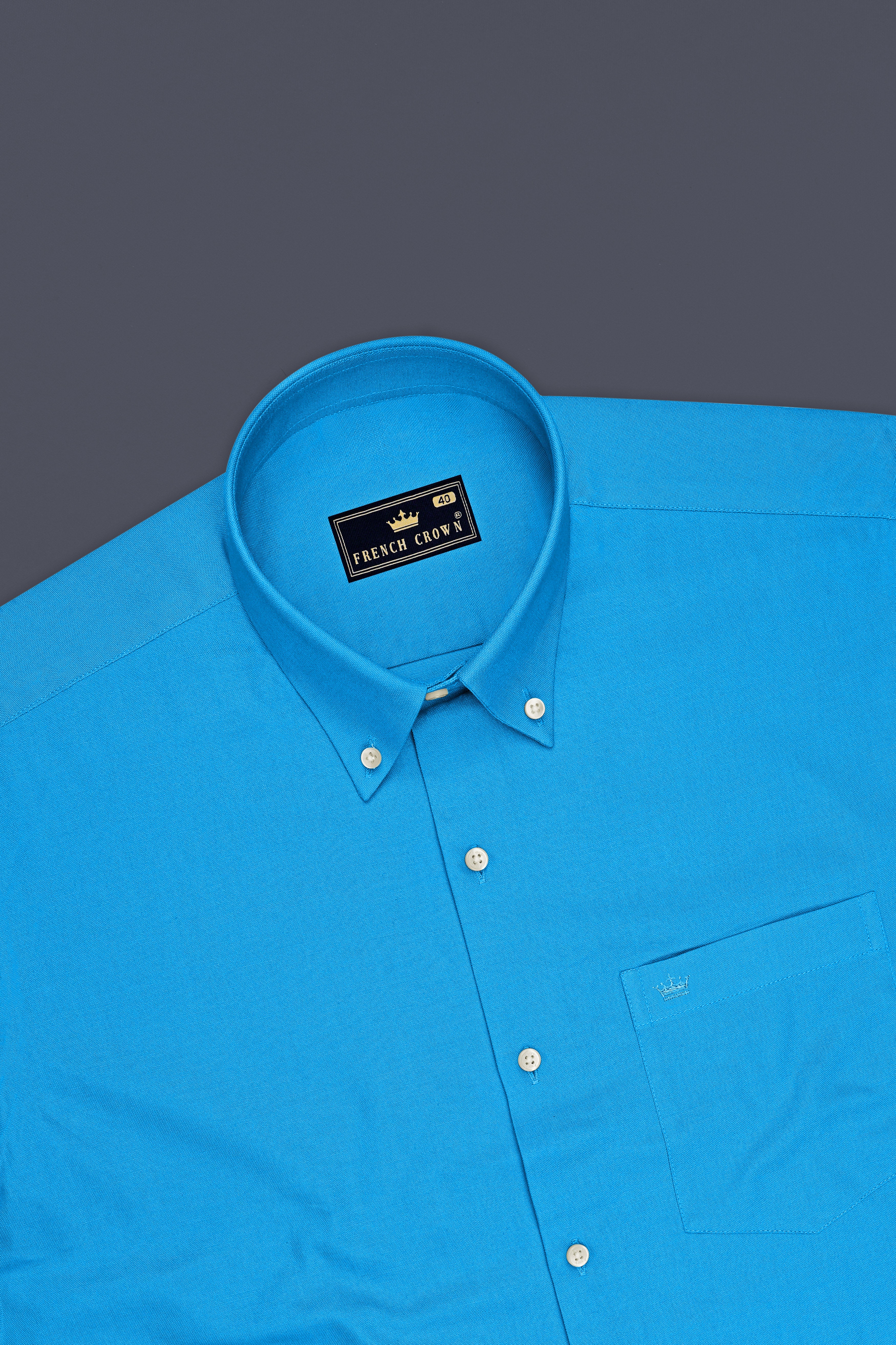 Maris-Azure Blue Oxford Premium Cotton Dress Button Down Shirt
