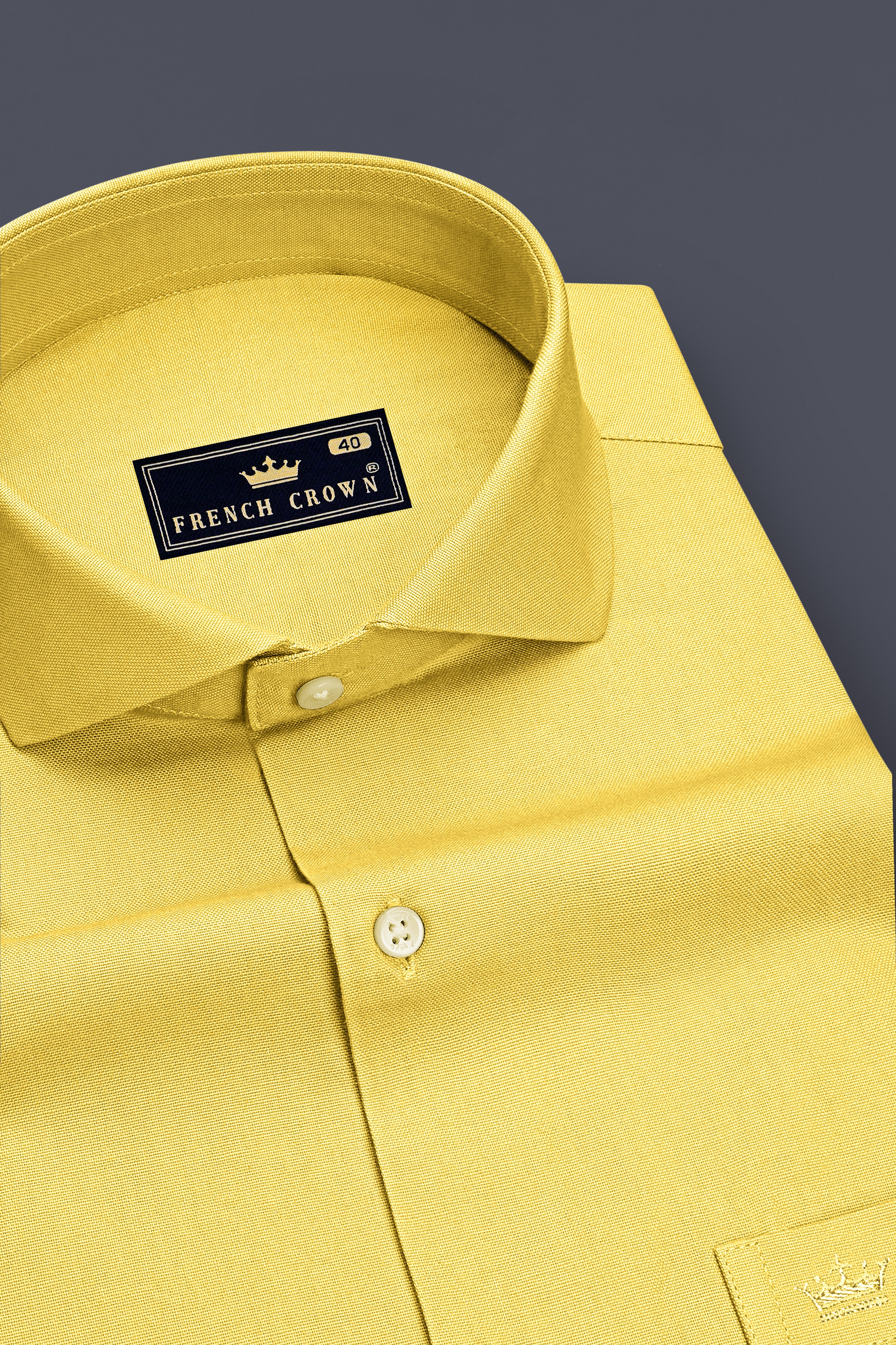 Soleil-Sunshine Yellow Oxford Premium Cotton Dress Cut Away Shirt