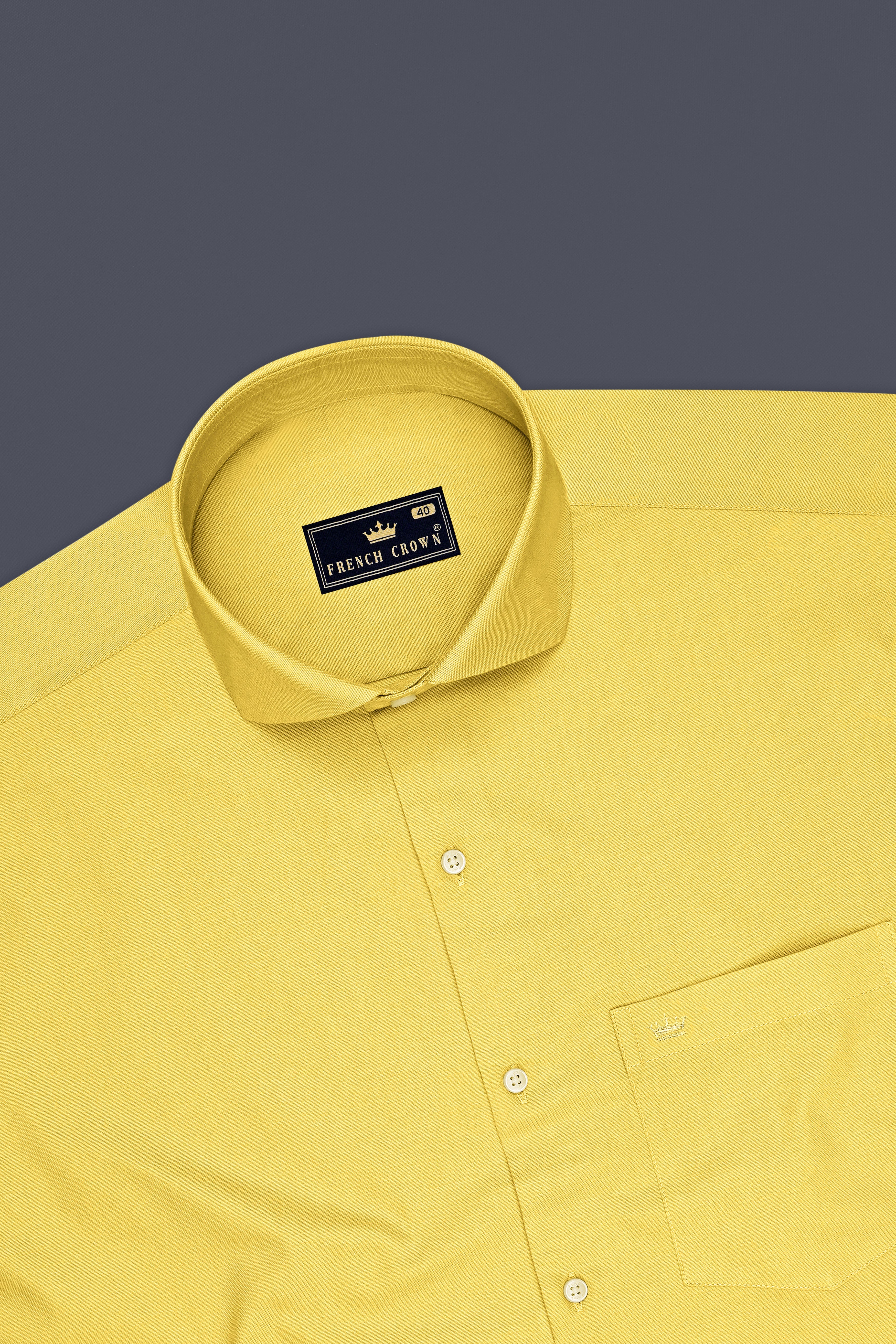 Soleil-Sunshine Yellow Oxford Premium Cotton Dress Cut Away Shirt
