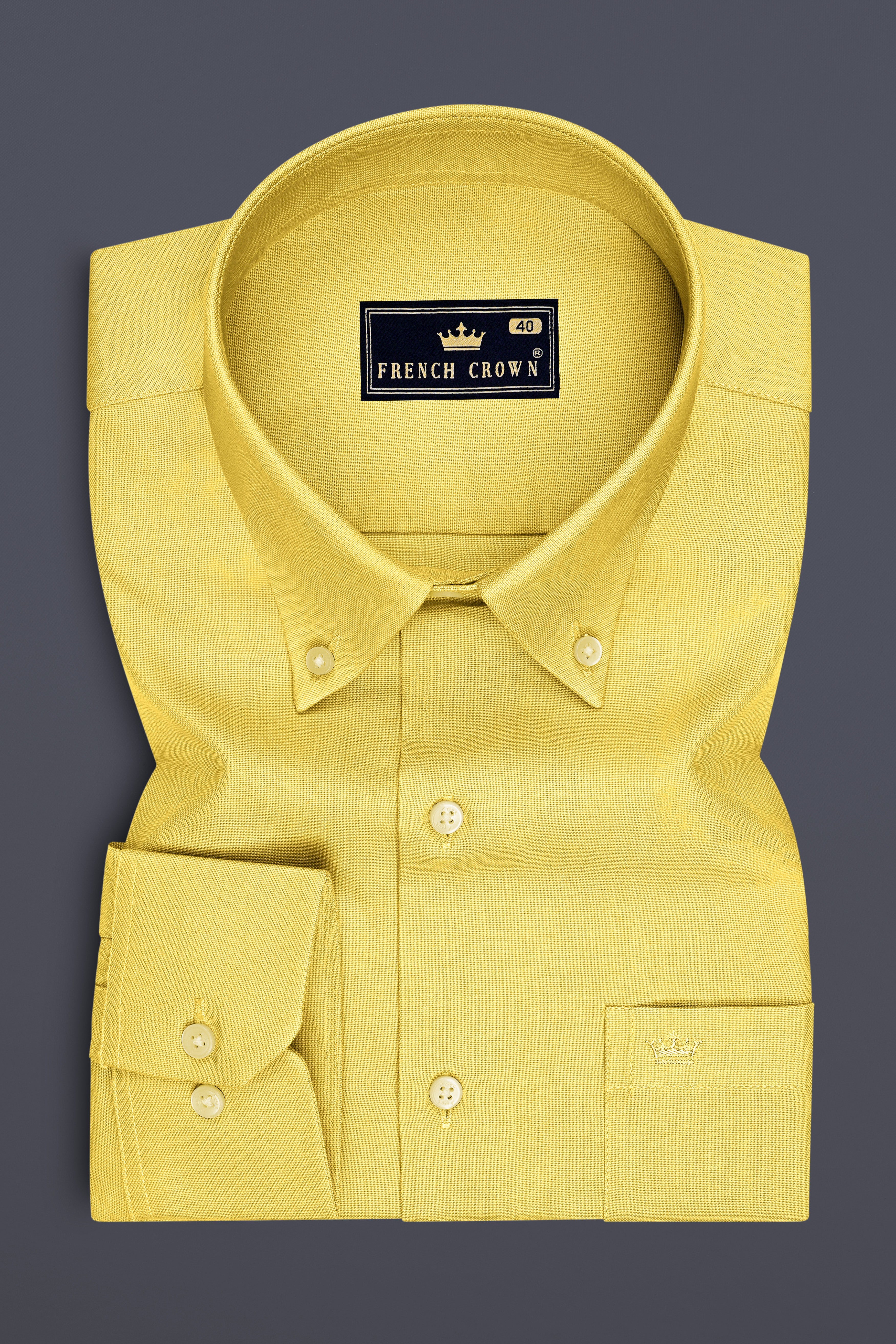 Soleil-Sunshine Yellow Oxford Premium Cotton Dress Button Down Shirt