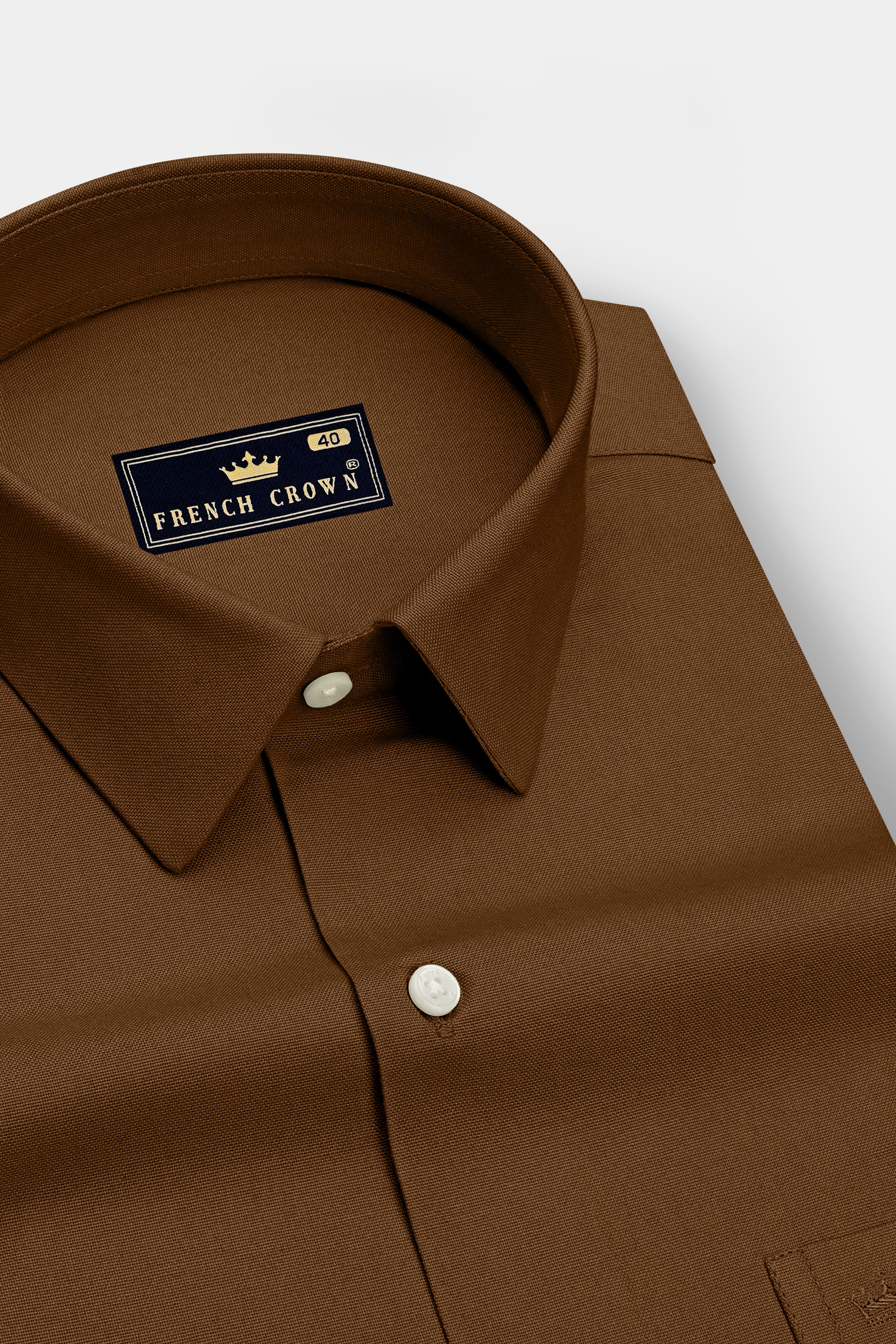 Ruston-Sepia Brown Oxford Premium Cotton Dress Shirt