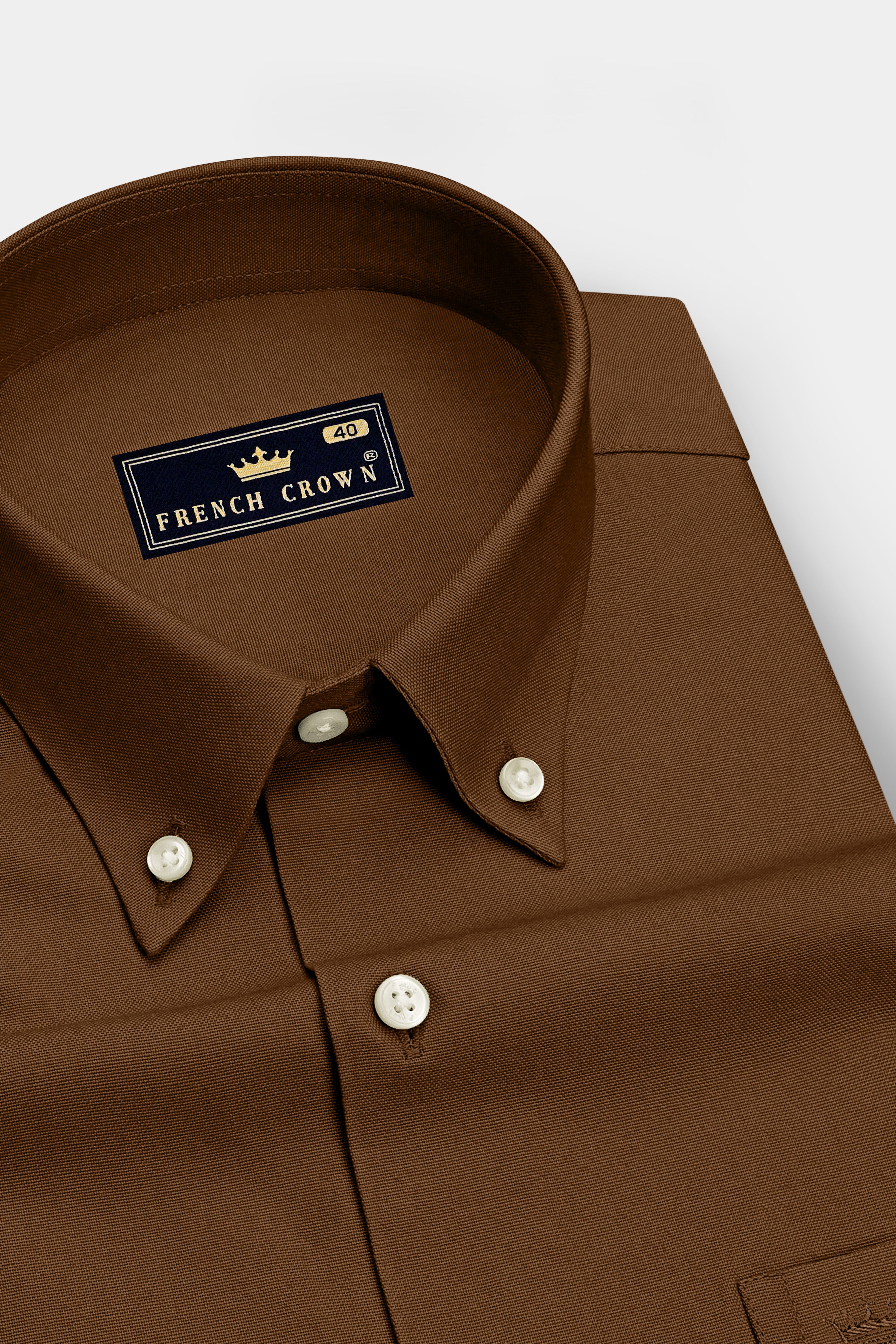 Ruston-Sepia Brown Oxford Premium Cotton Dress Button Down Shirt