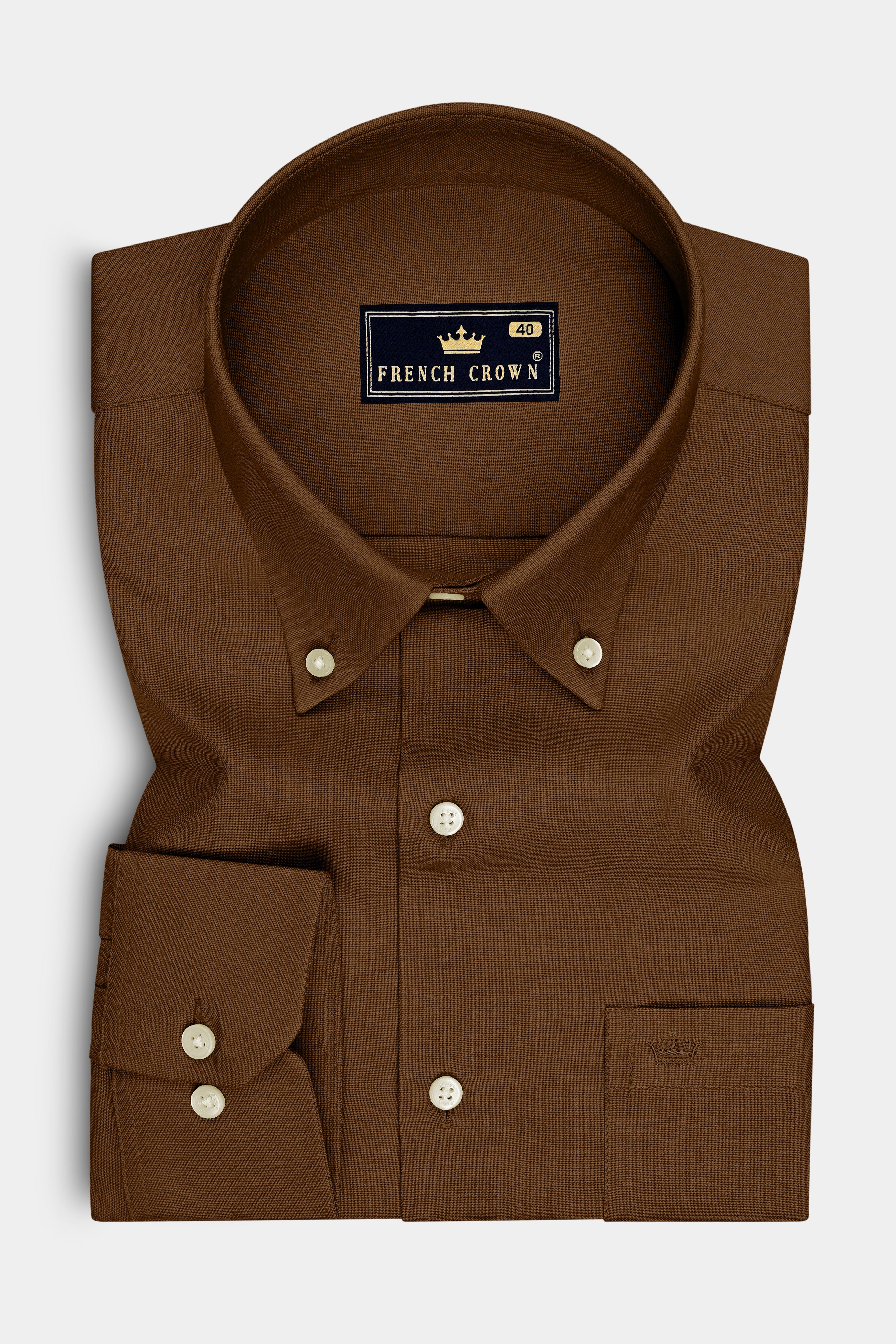Ruston-Sepia Brown Oxford Premium Cotton Dress Button Down Shirt