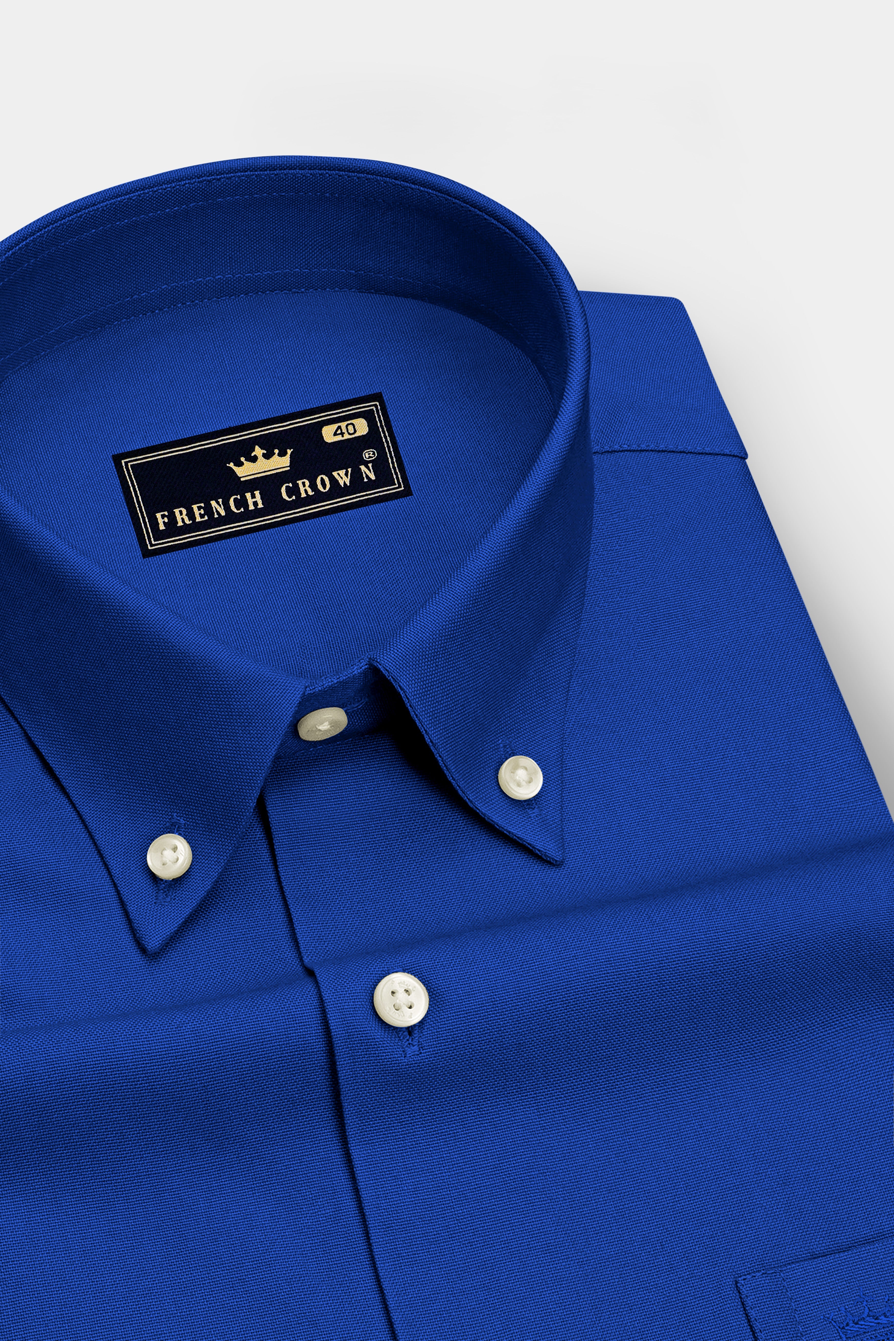 Majesty-Royal Blue Oxford Premium Cotton Dress Button Down Shirt