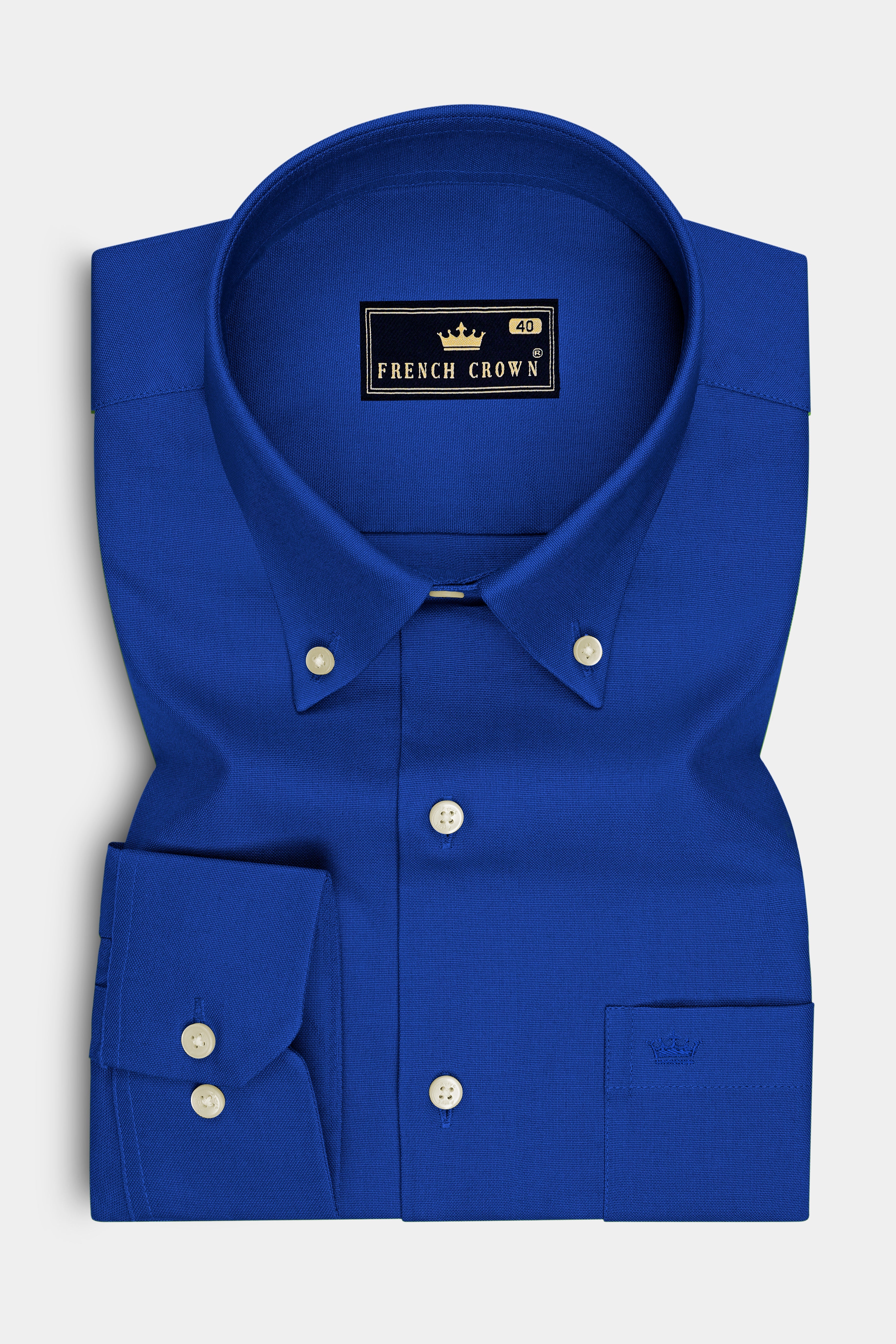 Majesty-Royal Blue Oxford Premium Cotton Dress Button Down Shirt