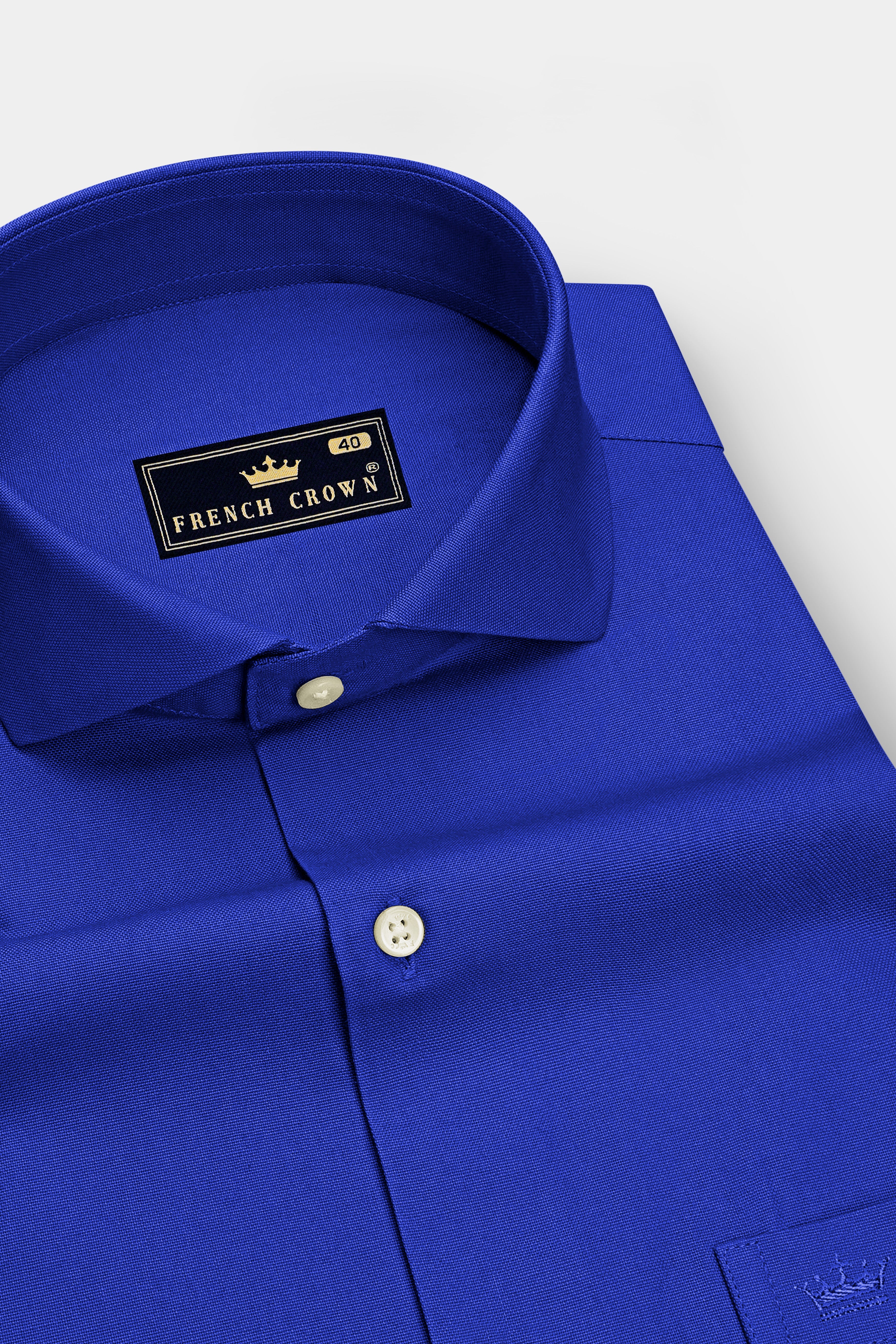 Azuro-Indigo Blue Oxford Premium Cotton Dress Cut Away Shirt
