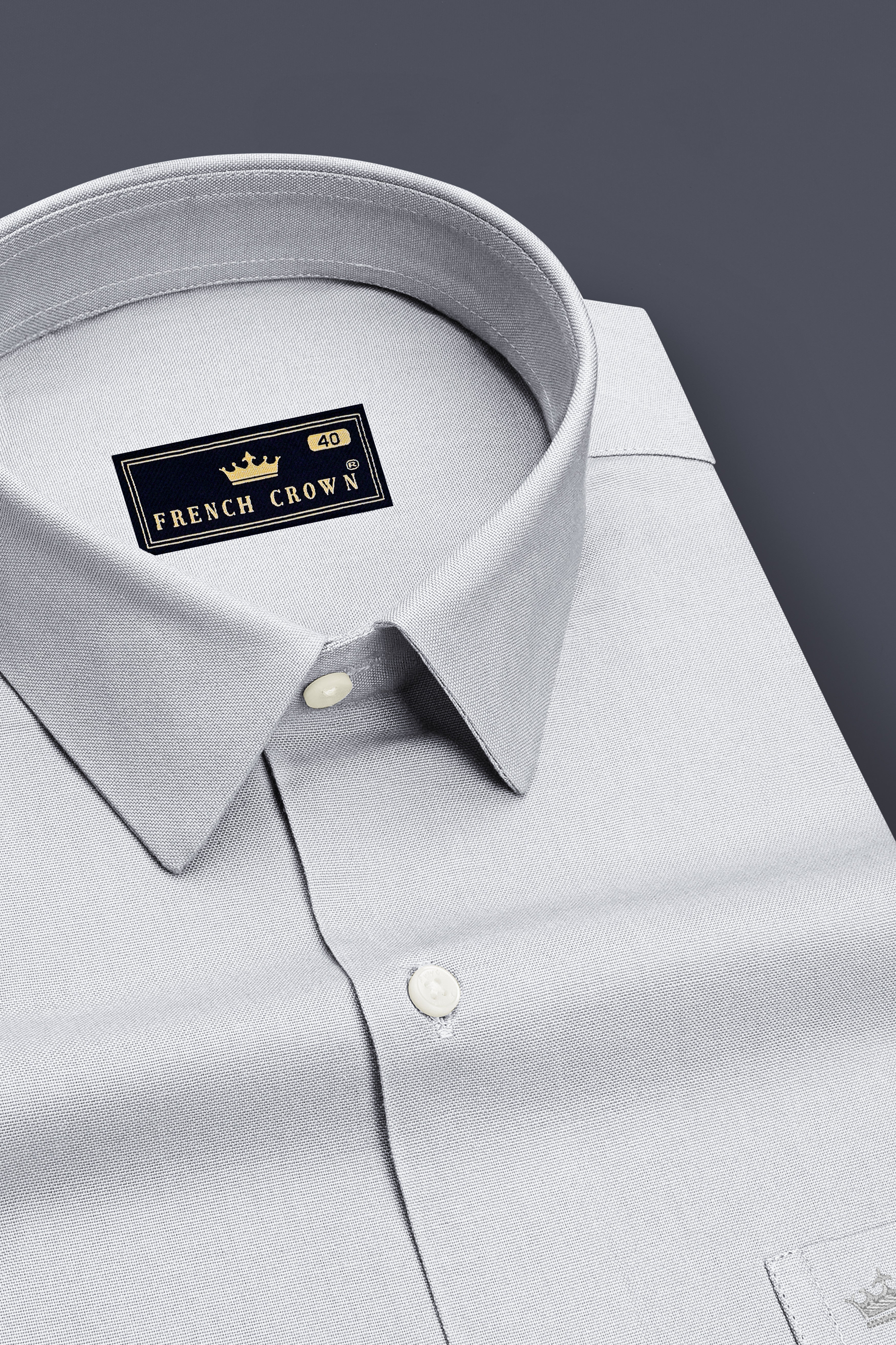 Nimbus-Gainsboro Gray Oxford Premium Cotton Dress Shirt