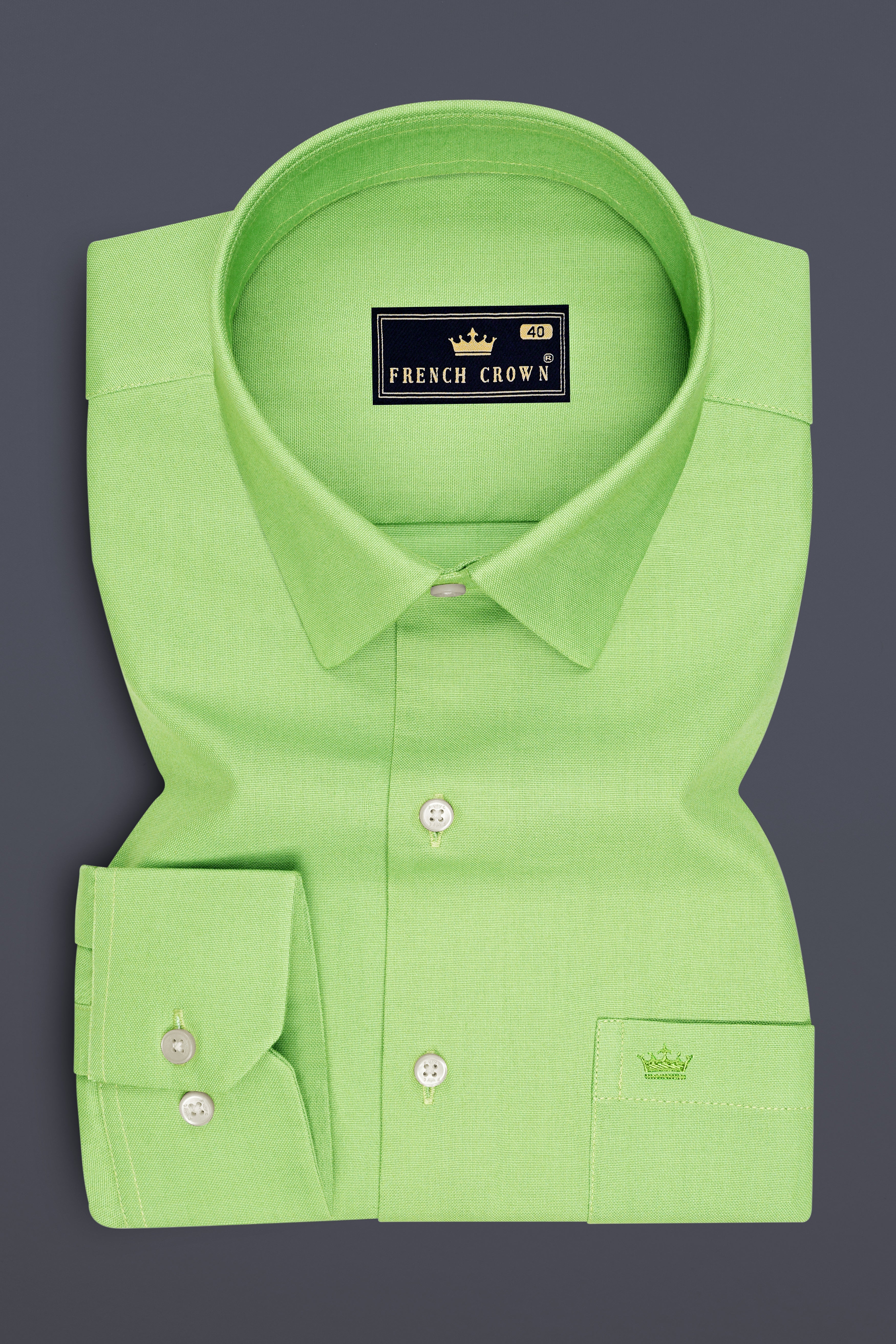 Celvon-Pale Olive Green Oxford Premium Cotton Dress Shirt