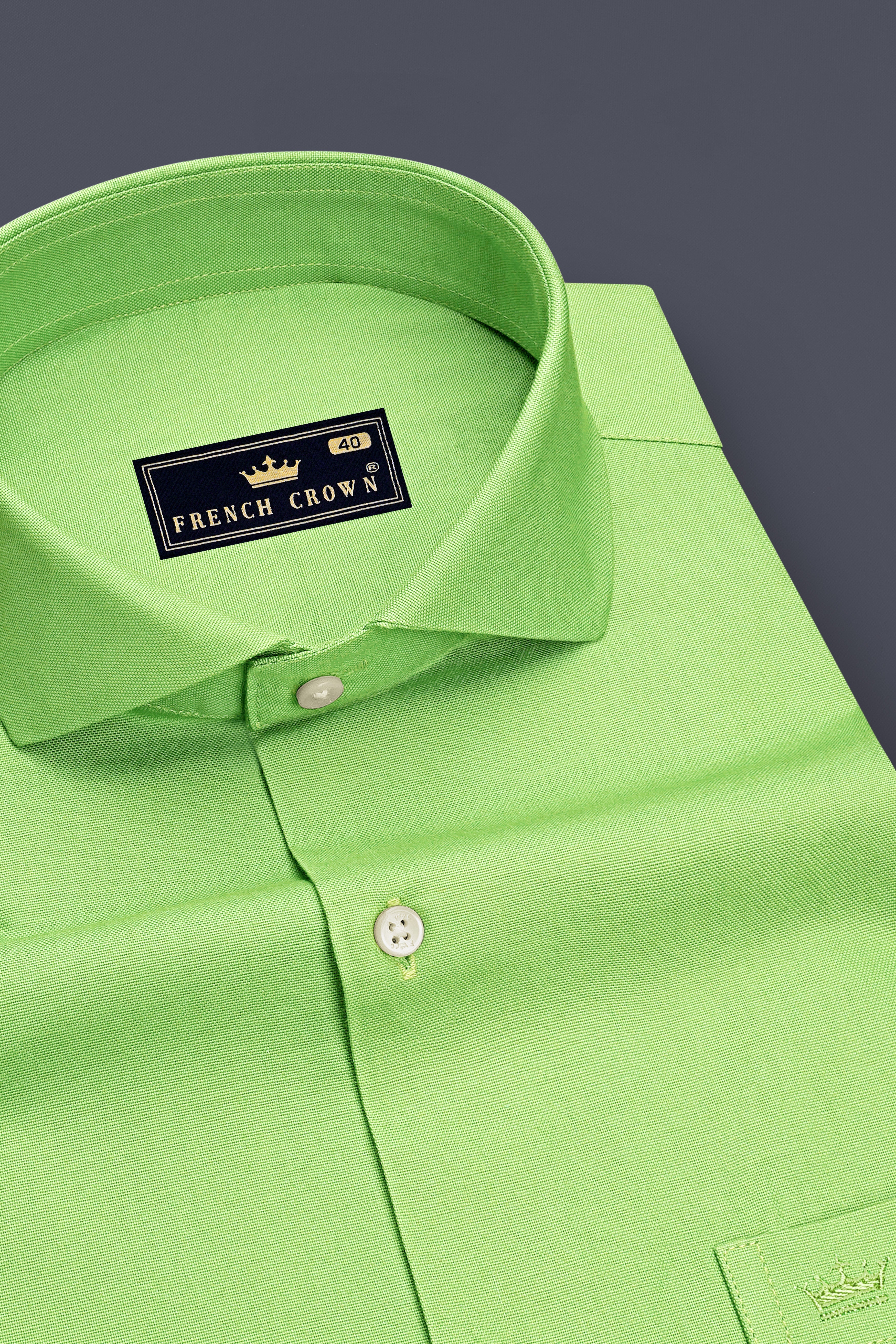 Celvon-Pale Olive Green Oxford Premium Cotton Dress Cut Away Shirt