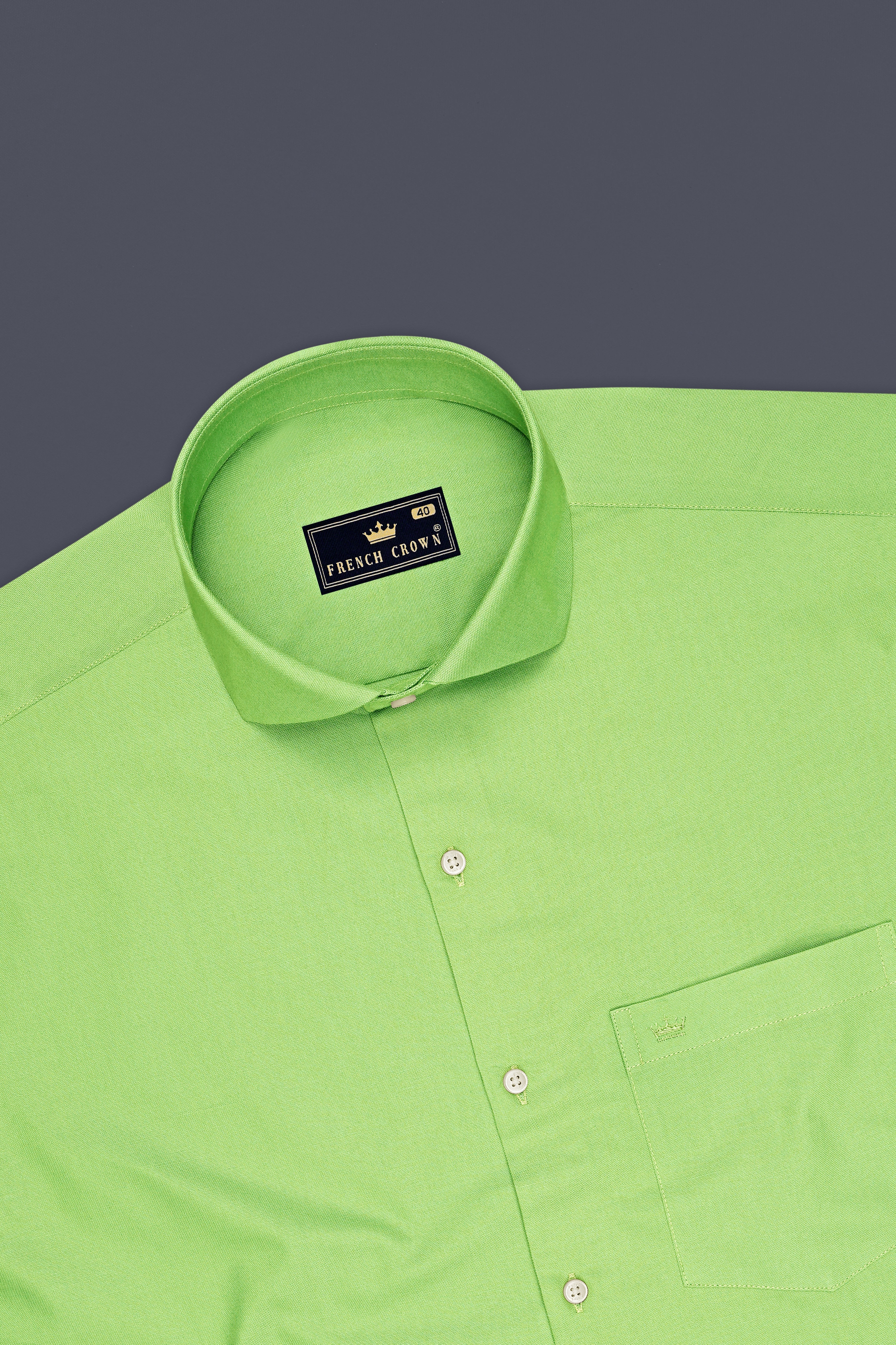 Celvon-Pale Olive Green Oxford Premium Cotton Dress Cut Away Shirt