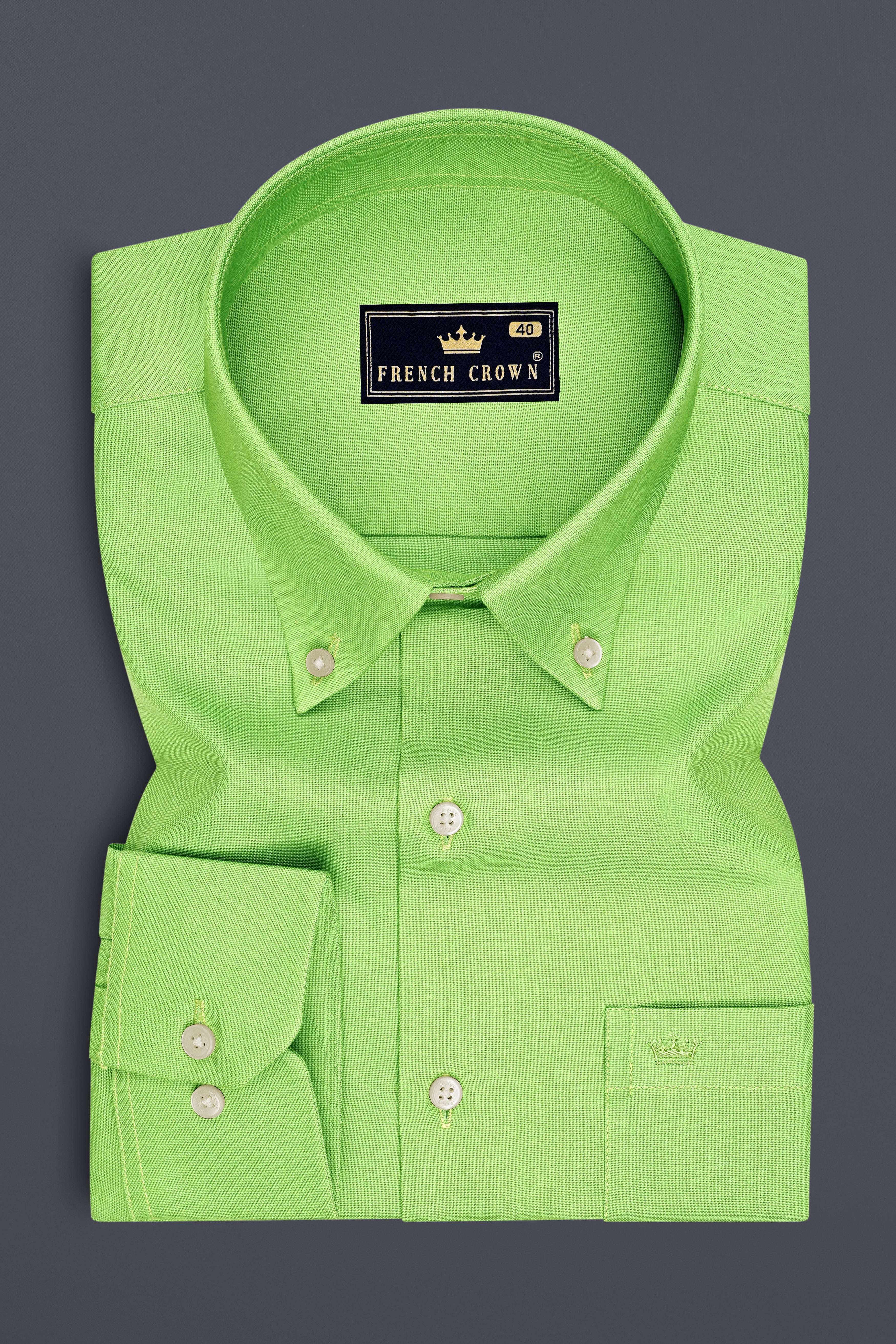 Celvon-Pale Olive Green Oxford Premium Cotton Dress Button Down Shirt