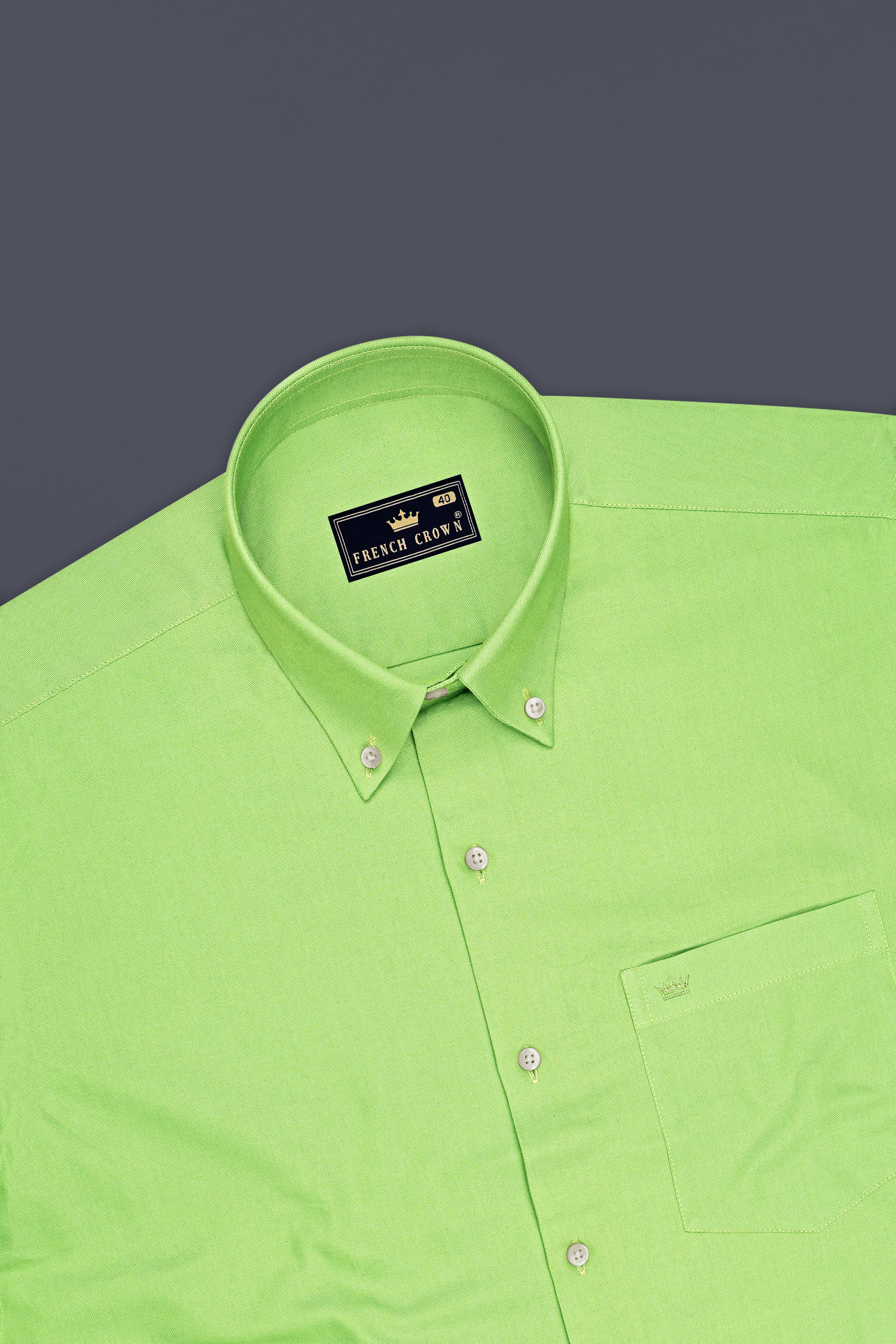 Celvon-Pale Olive Green Oxford Premium Cotton Dress Button Down Shirt