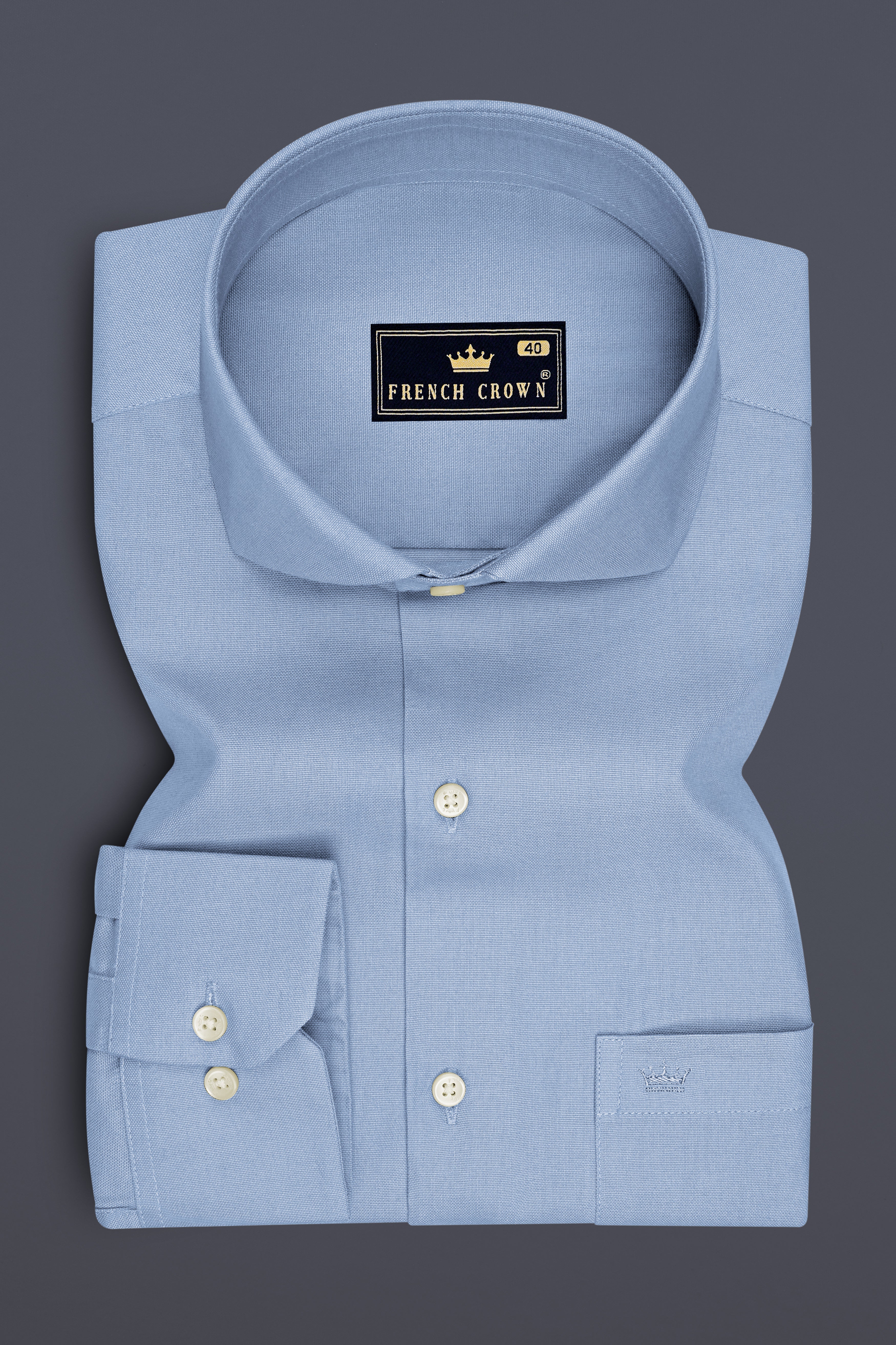 Aeris-Sky Blue Oxford Premium Cotton Dress Cut Away Shirt