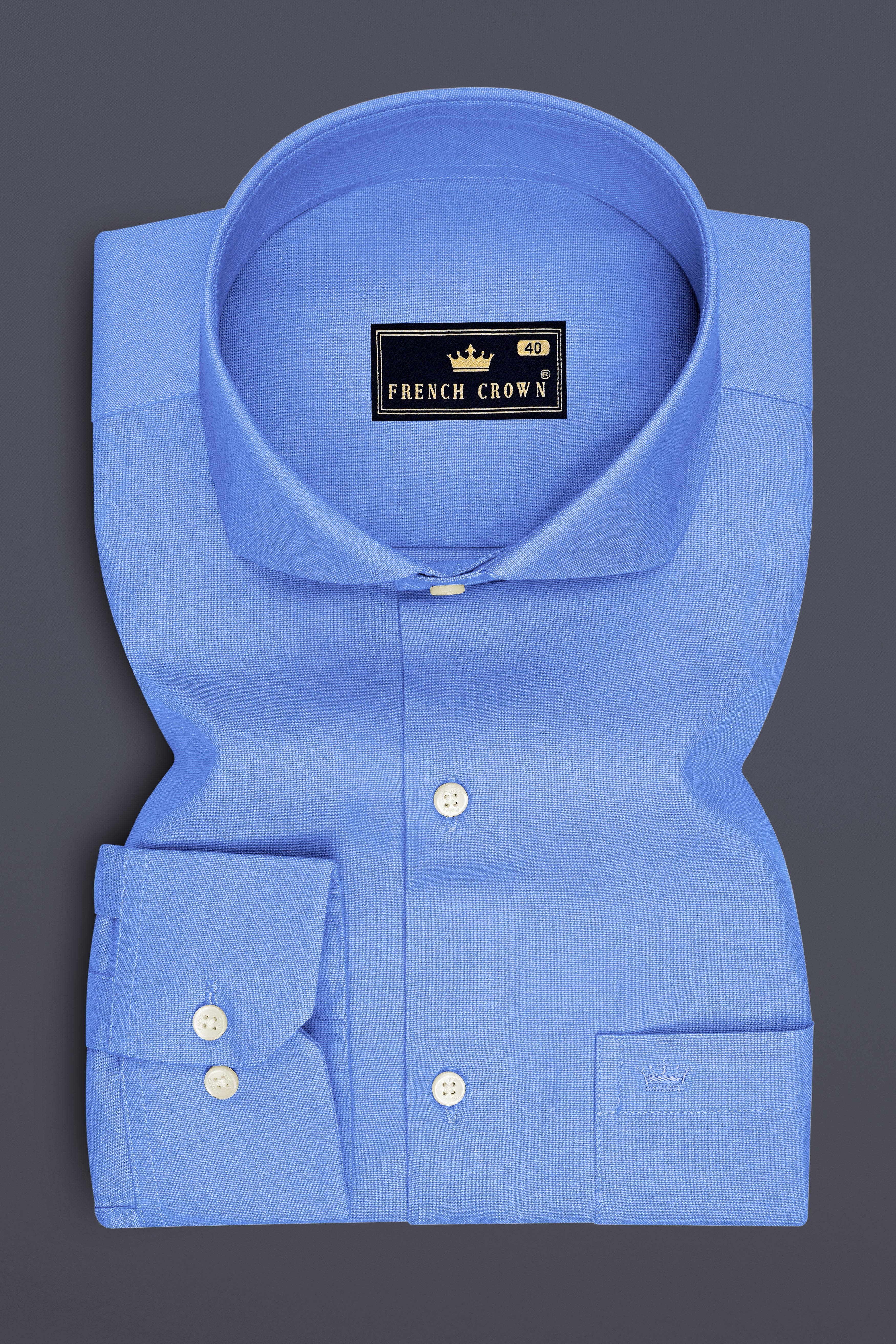 Verto-Jordy Blue Oxford Premium Cotton Dress Cut Away Shirt
