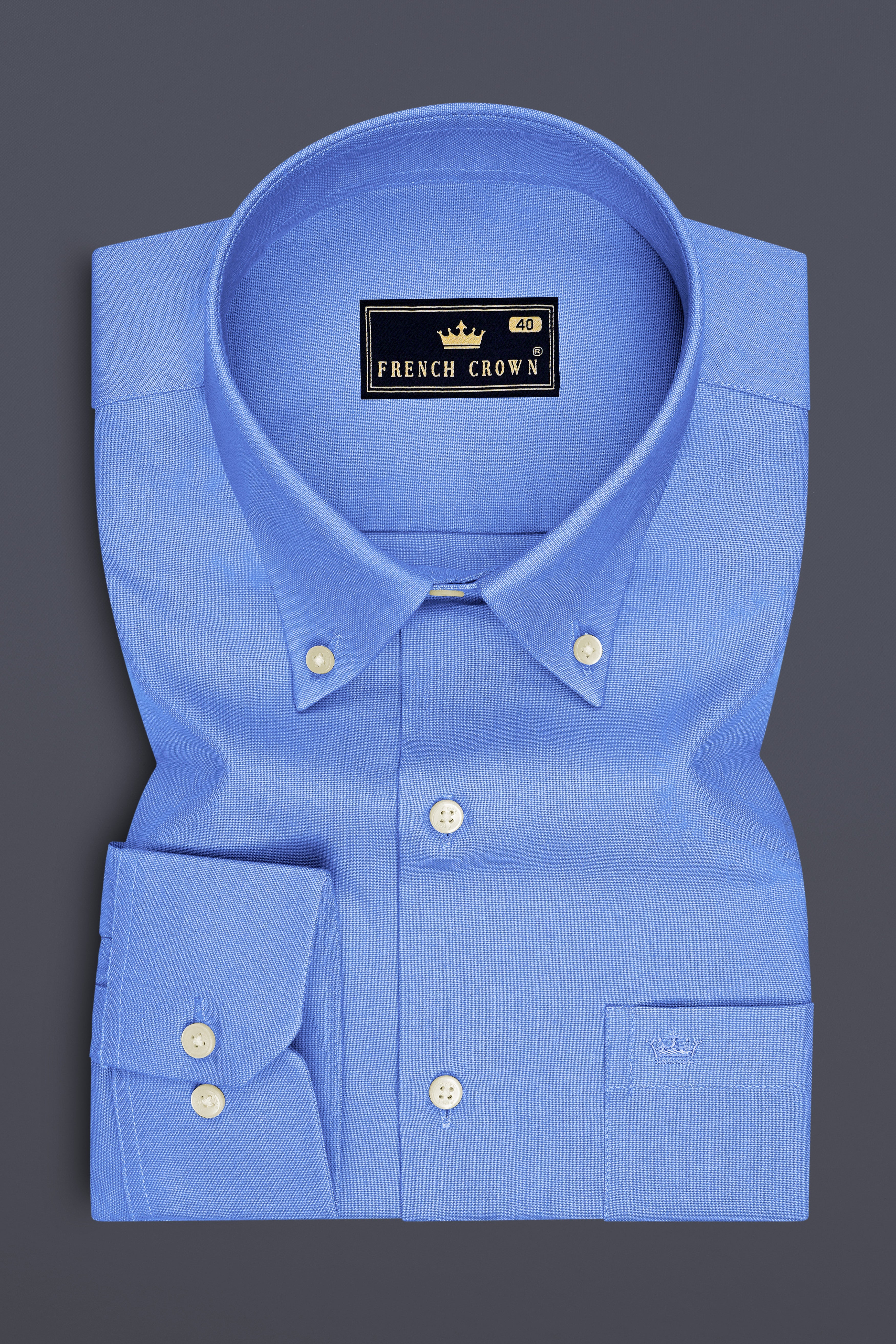Verto-Jordy Blue Oxford Premium Cotton Dress Button Down Shirt