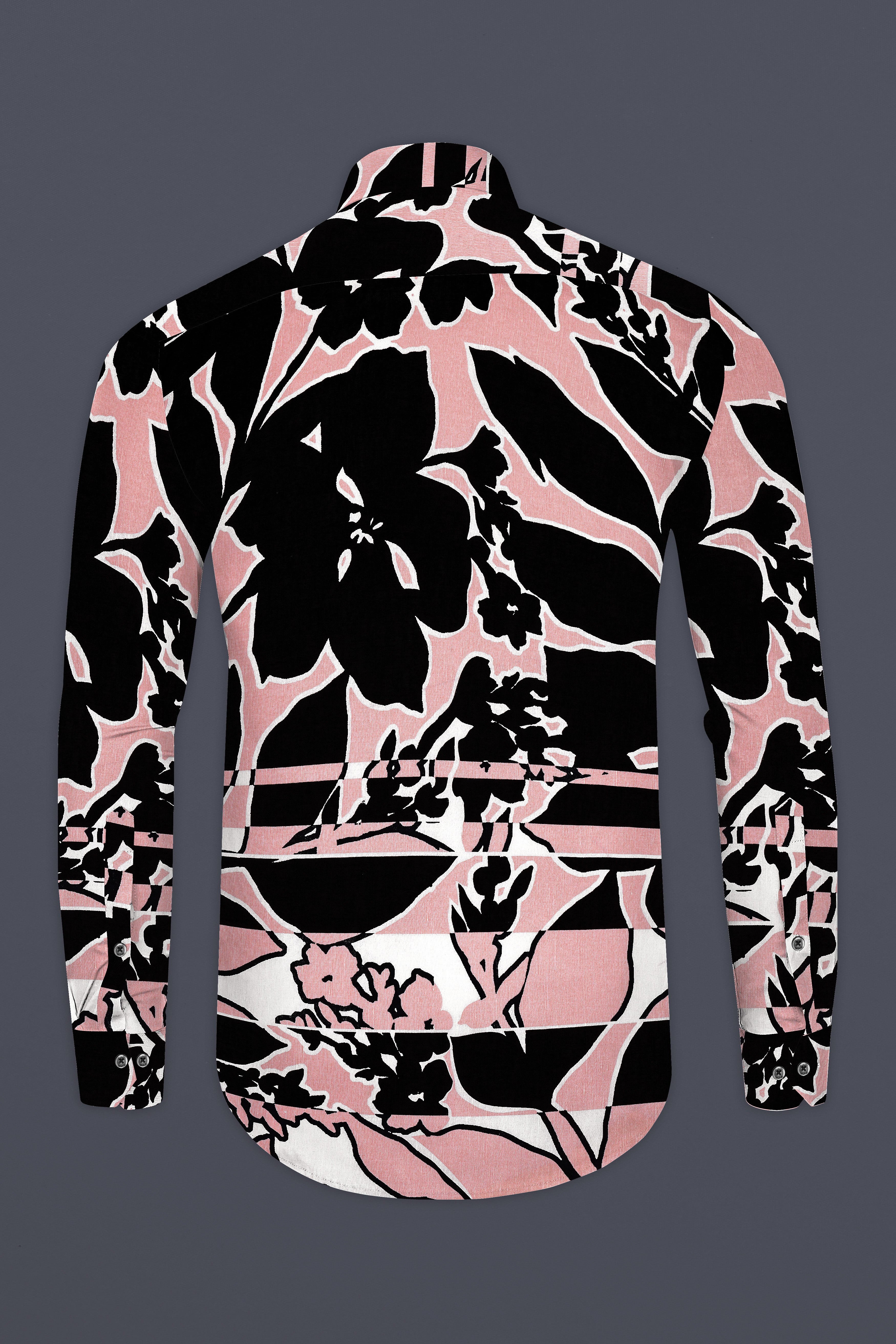 Mosaic-Careys Pink And Jade Black Abstract Printed Luxurious Linen Casual Shirt