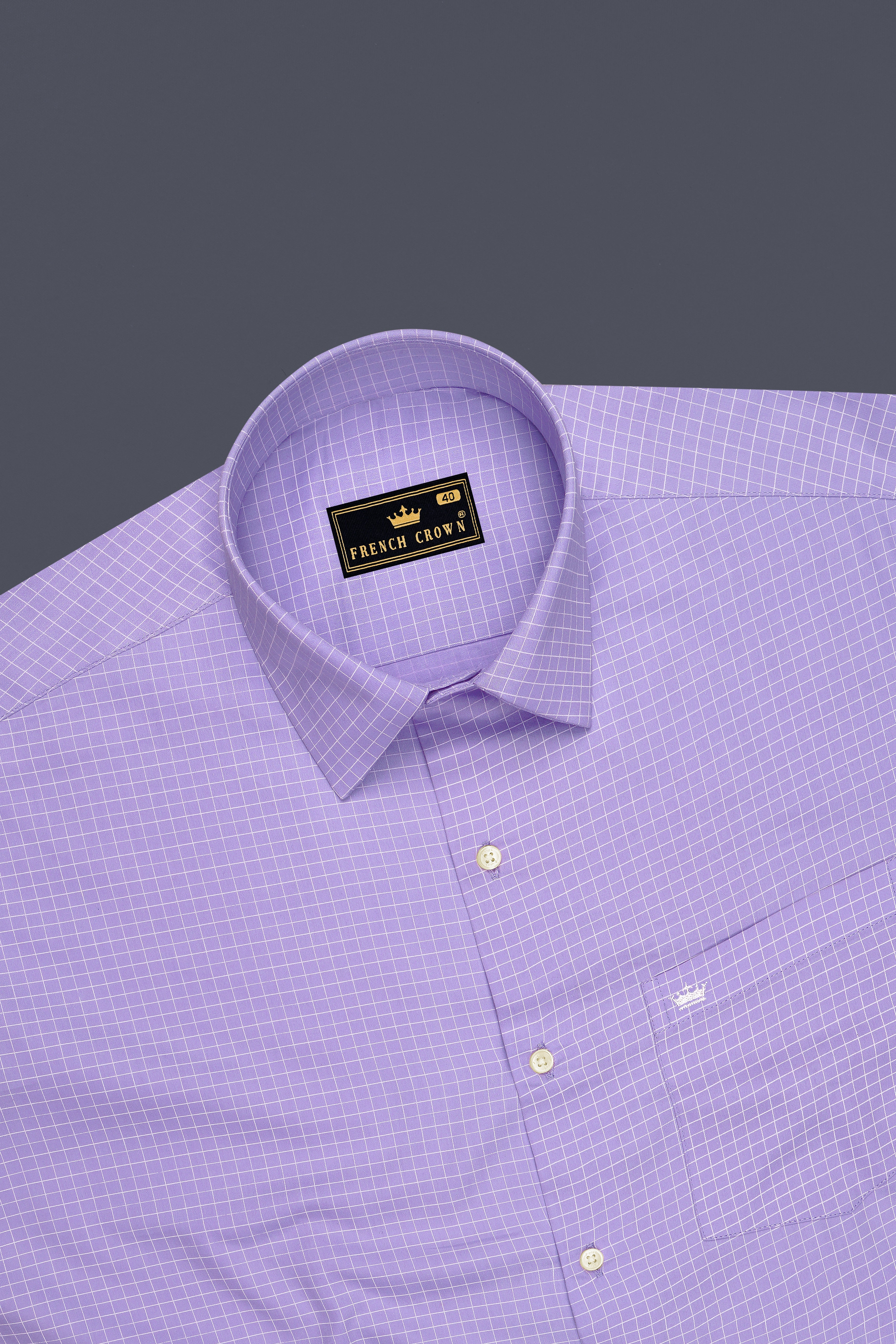 Prism-Prelude Purple And Bright White Plaid Subtle Sheen Super Soft Premium Cotton Dress Shirt