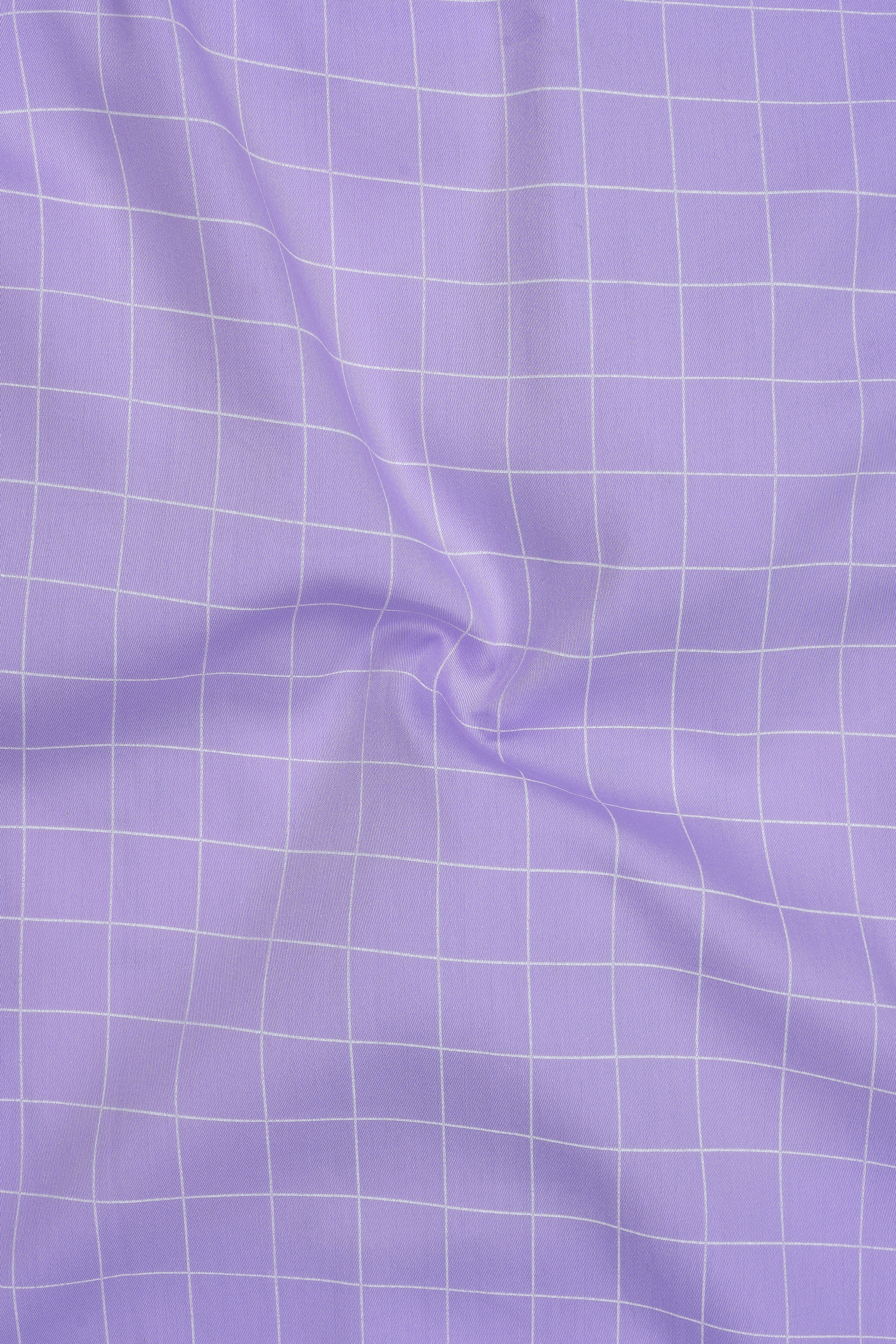 Lumis-Biloba Purple And Bright White Windowpane Subtle Sheen Super Soft Premium Cotton White Cuff Collar Dress Shirt