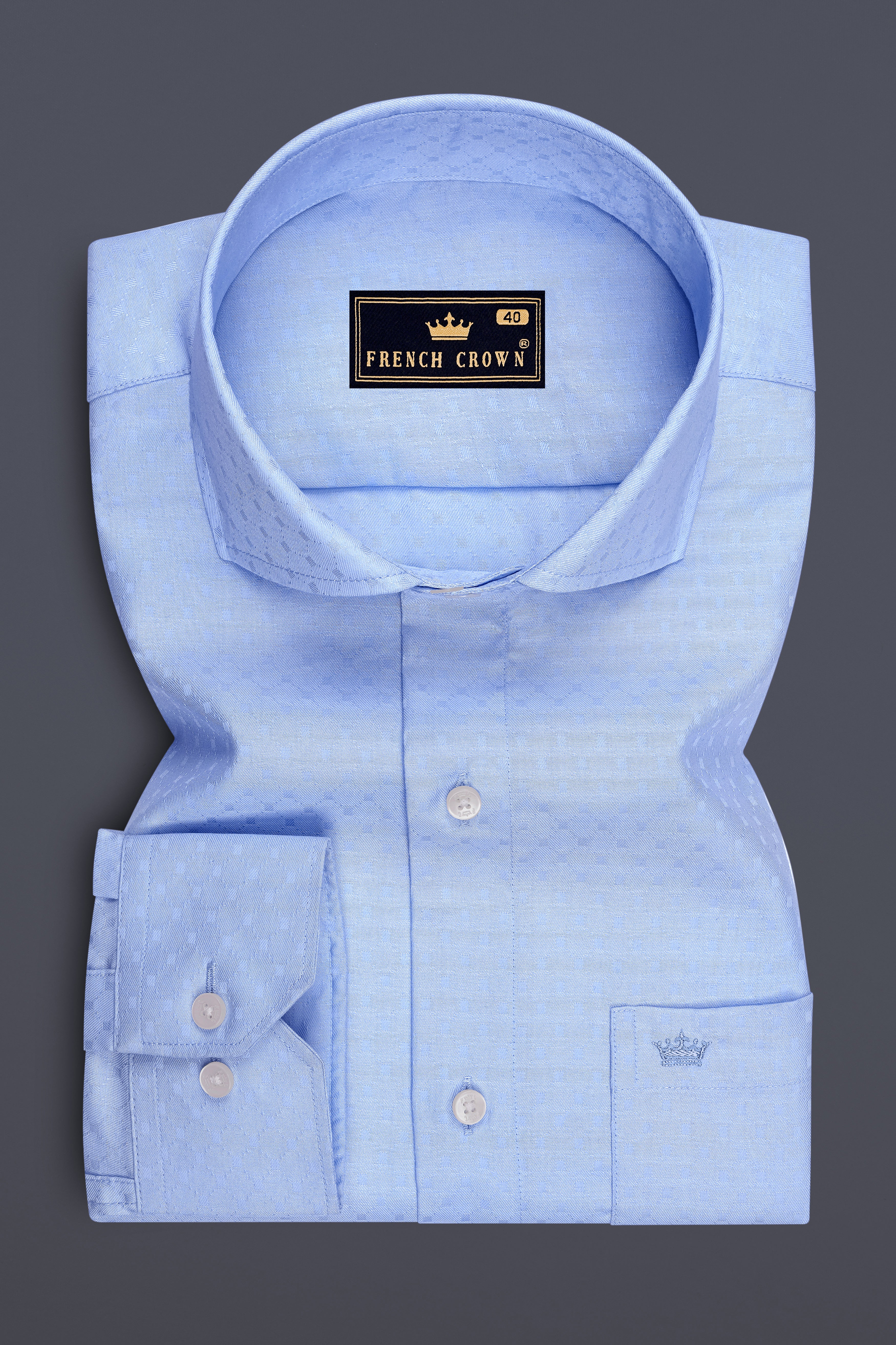 Brivon-Heather Blue Dobby Textured Premium Giza Cotton Dress Shirt