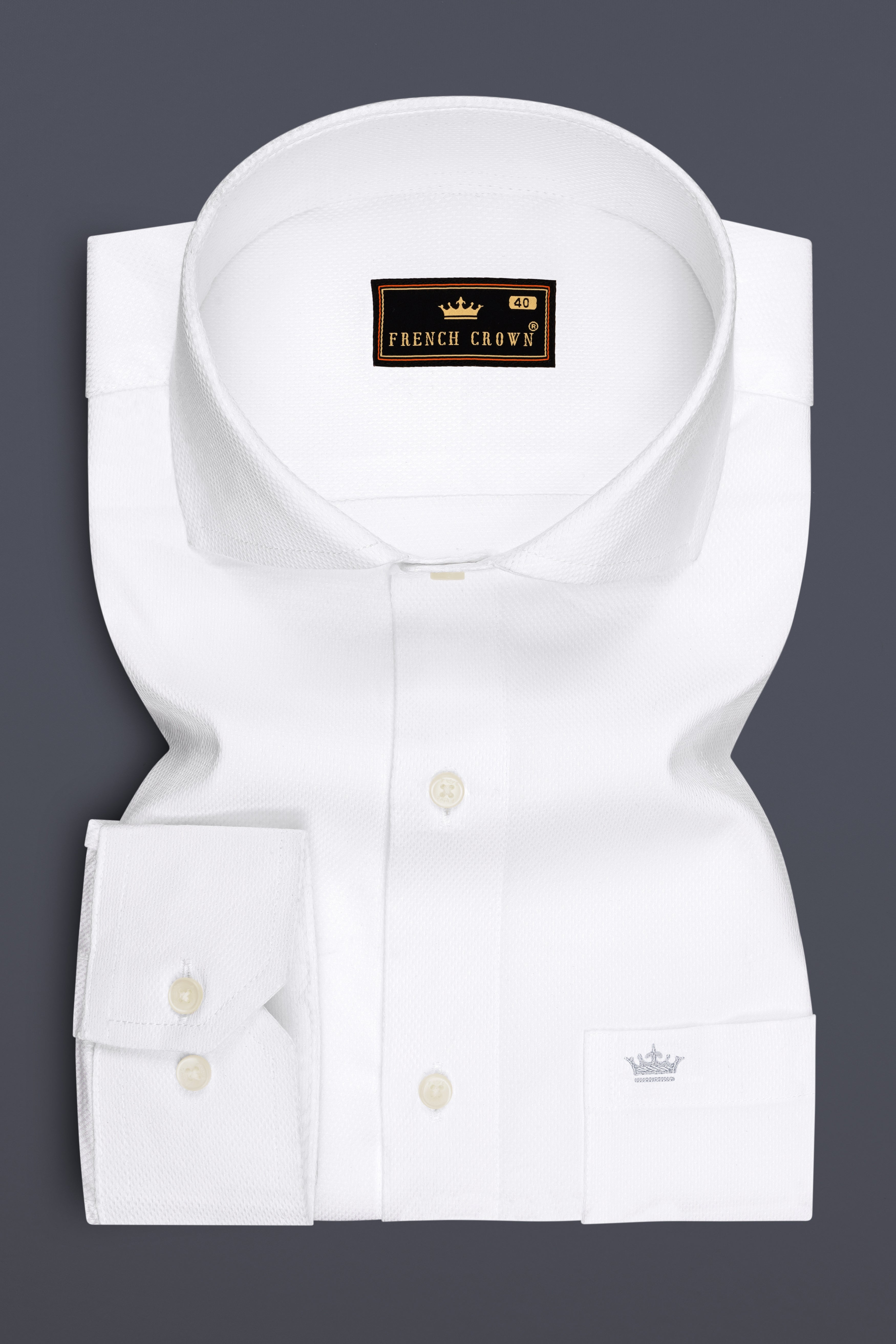 Luminor-Bright White Dobby Textured Premium Giza Cotton Dress Shirt