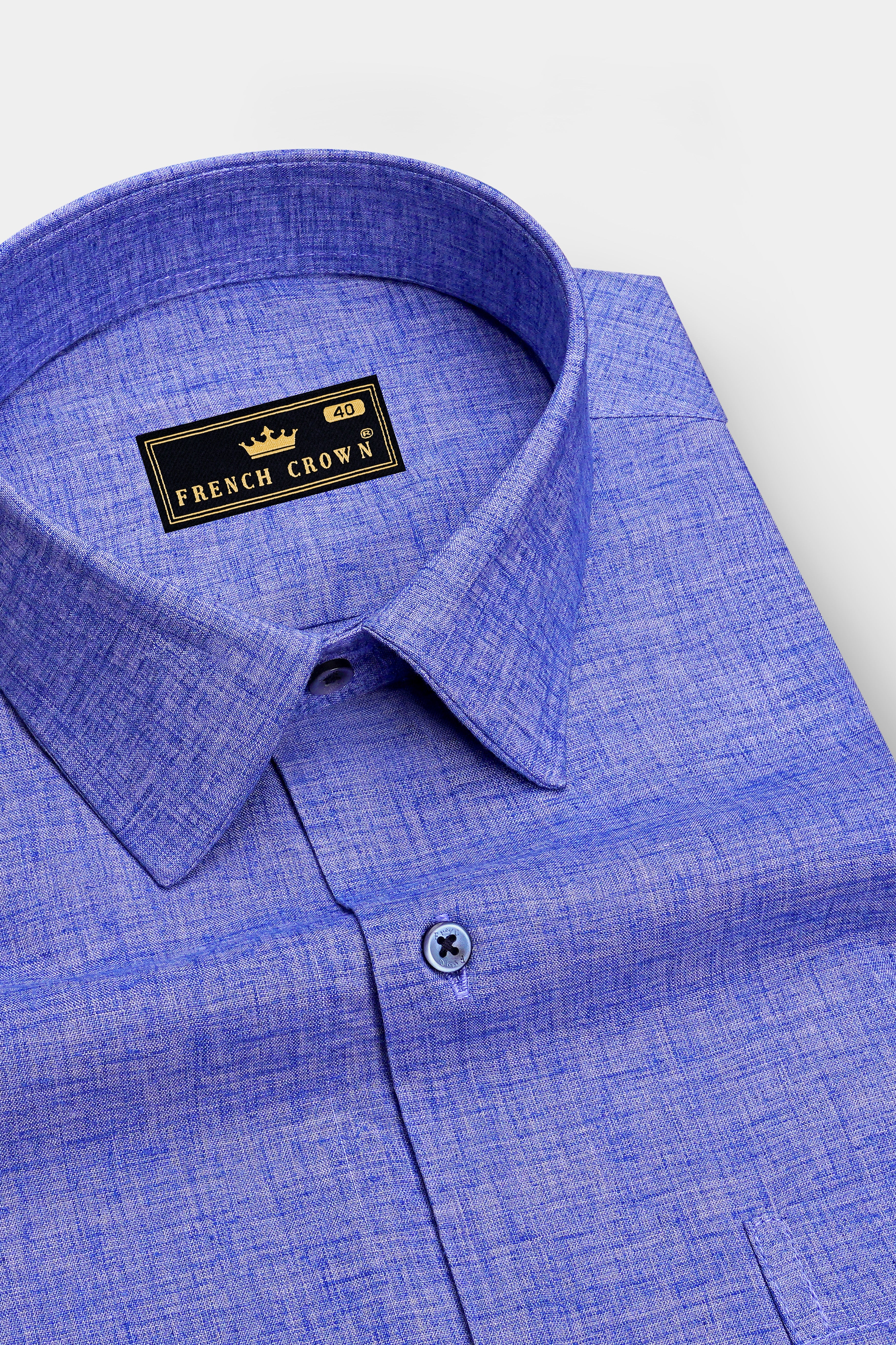 Drift-Lotus Blue Textured Chambray Premium Cotton Casual Shirt