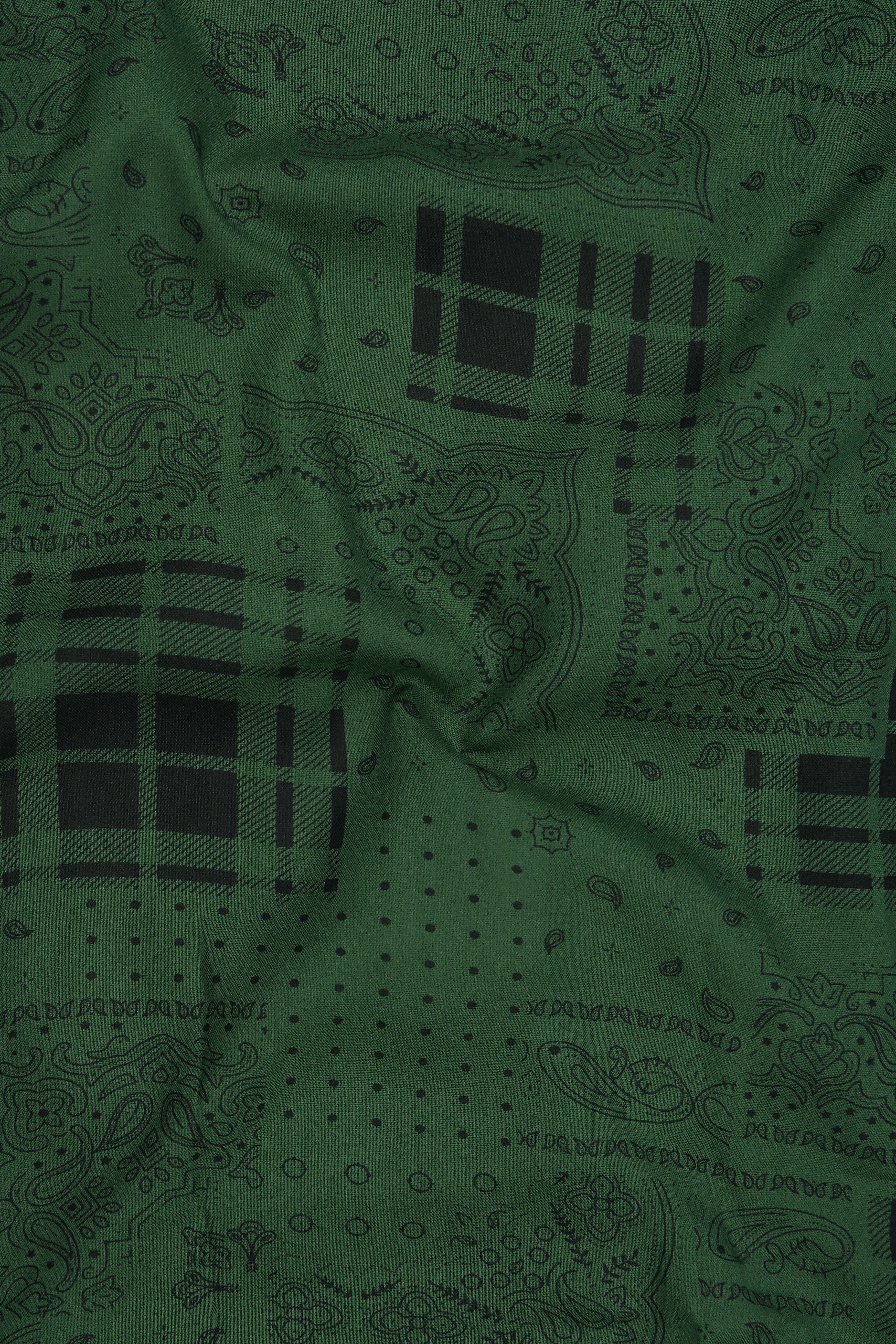 Sylvan-Everglade Green Paisley Printed Super Soft Tencel Casual Shirt