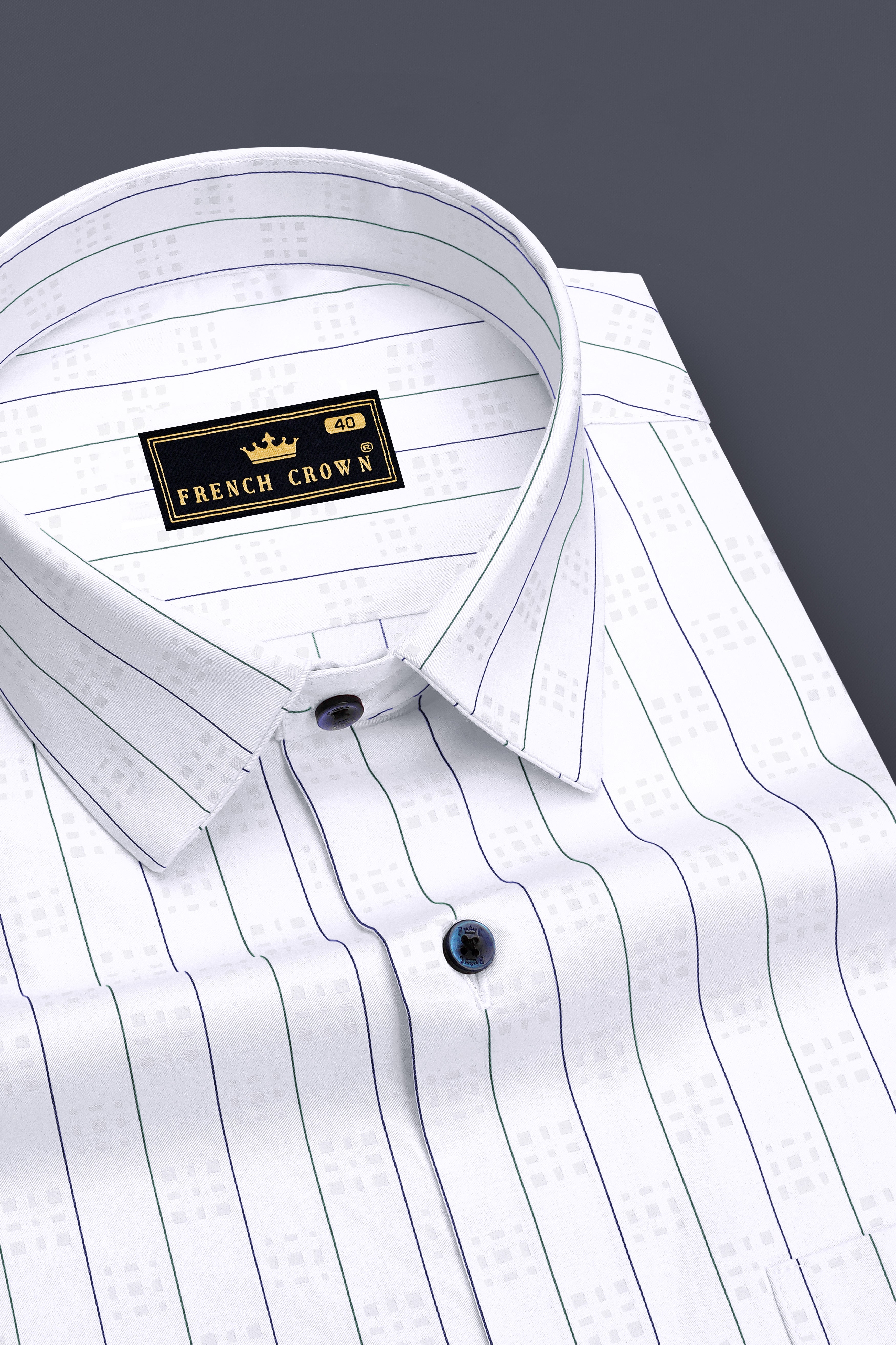 Wisteria Gray and White Casual Stripes Premium Cotton Shirt For Men
