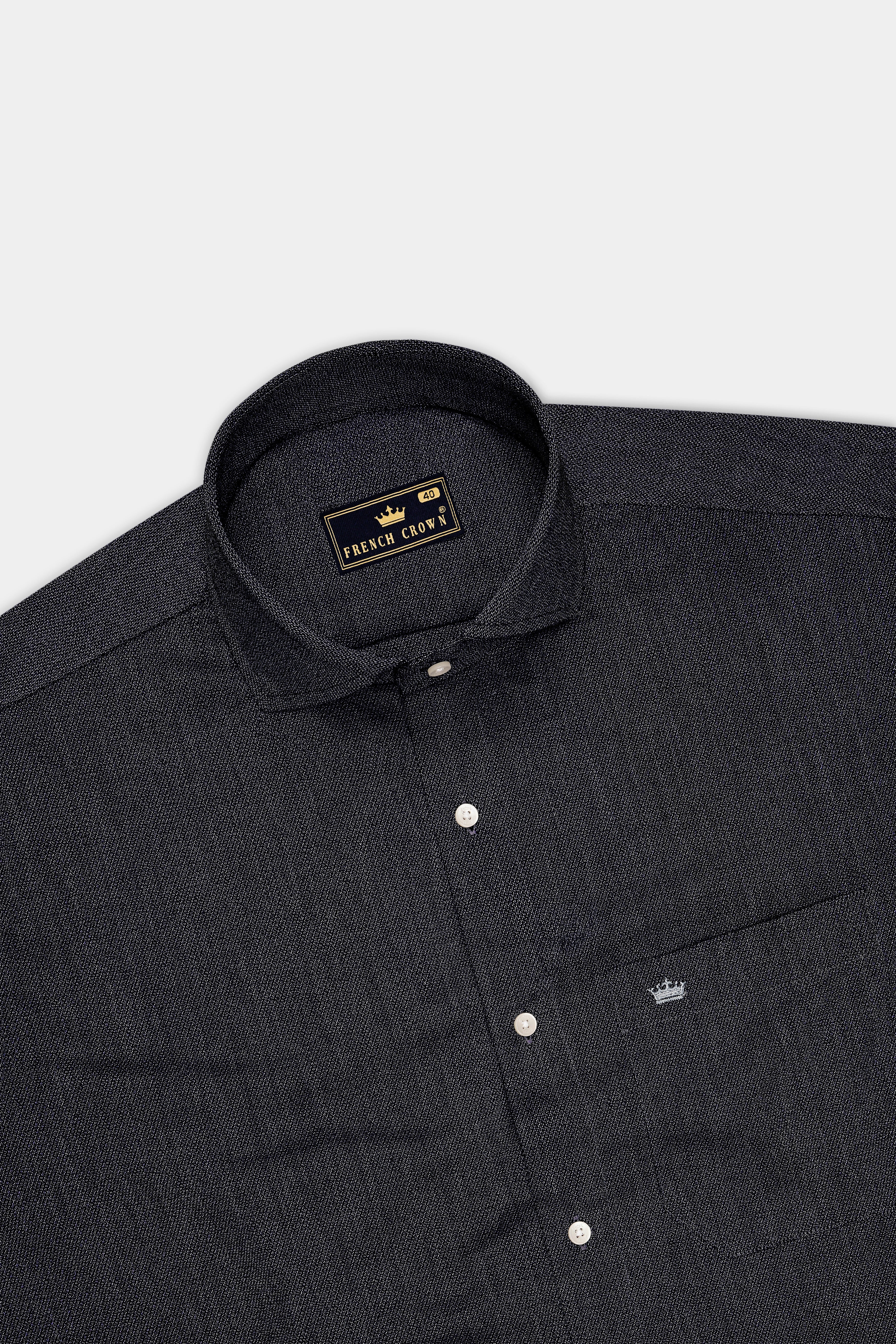 Gravix-Shark Gray Dobby Textured Premium Giza Cotton Dress Shirt