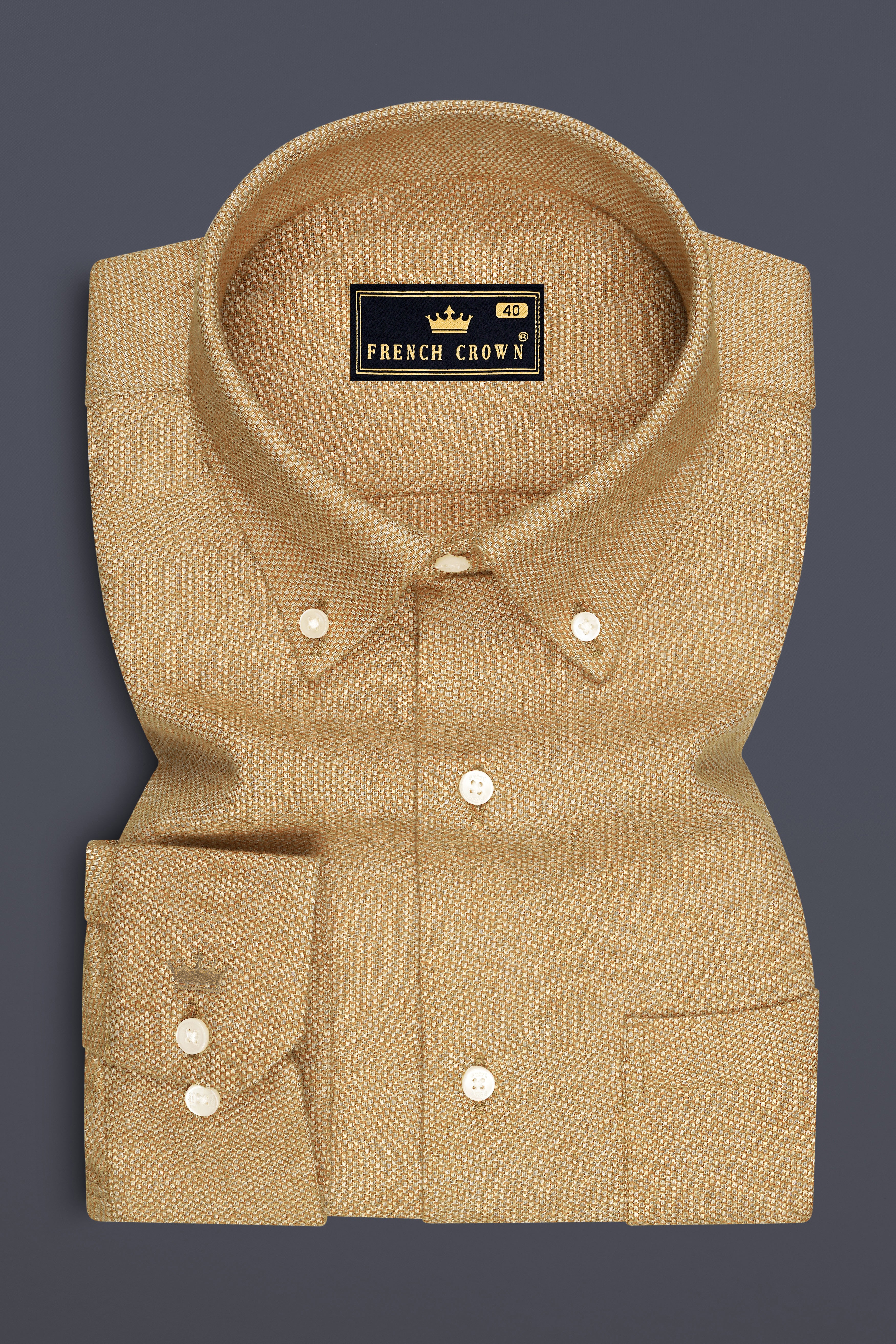 Eldor-Sorrell Brown Dobby Textured Premium Giza Cotton Dress Shirt