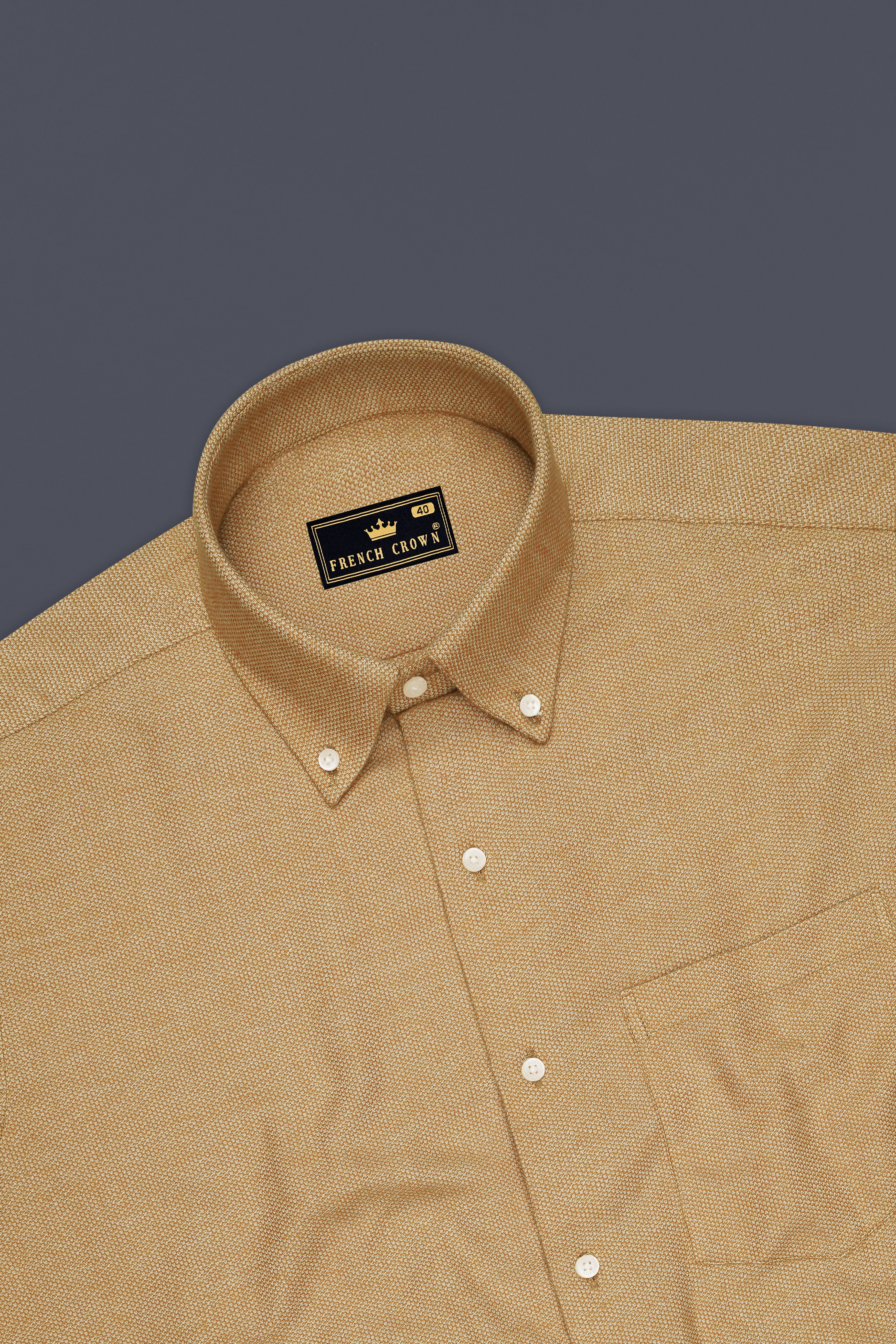 Eldor-Sorrell Brown Dobby Textured Premium Giza Cotton Dress Shirt